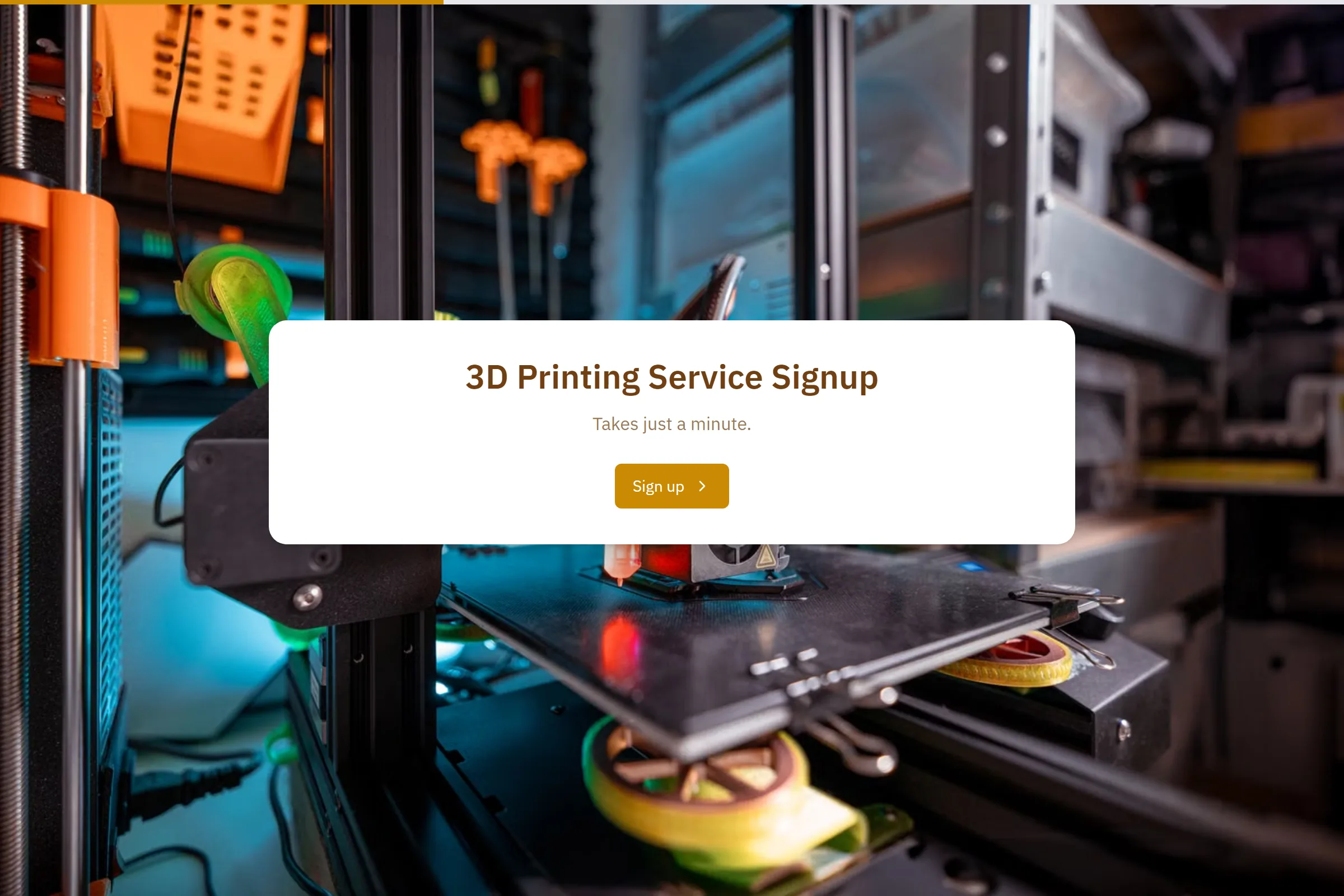3D Printing Service Signup template preview