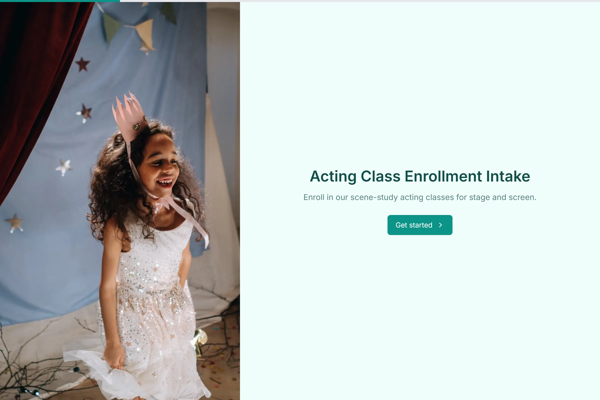 Acting Class Enrollment Intake template preview