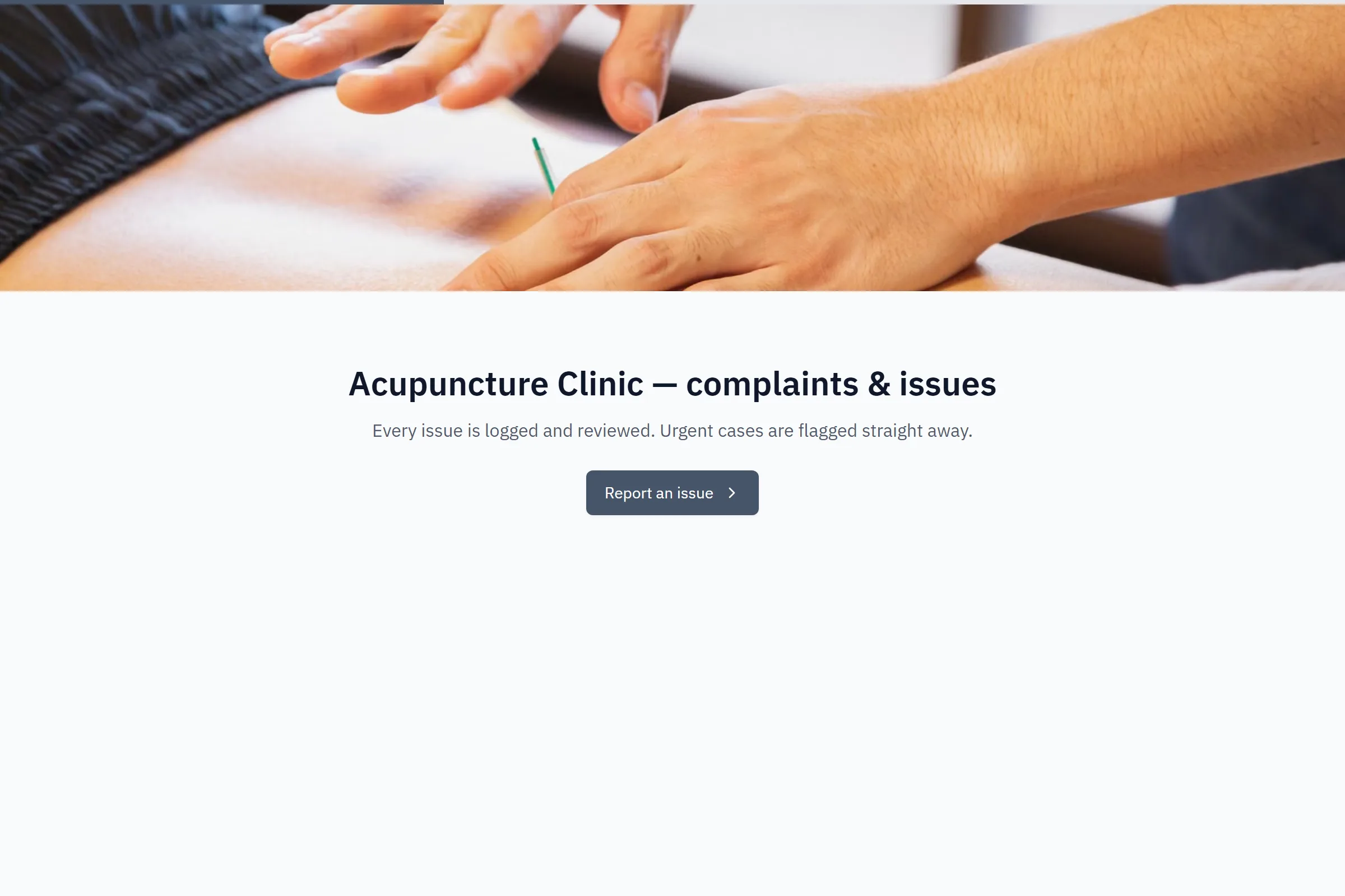 Acupuncture Clinic Complaint / Issue Form template preview