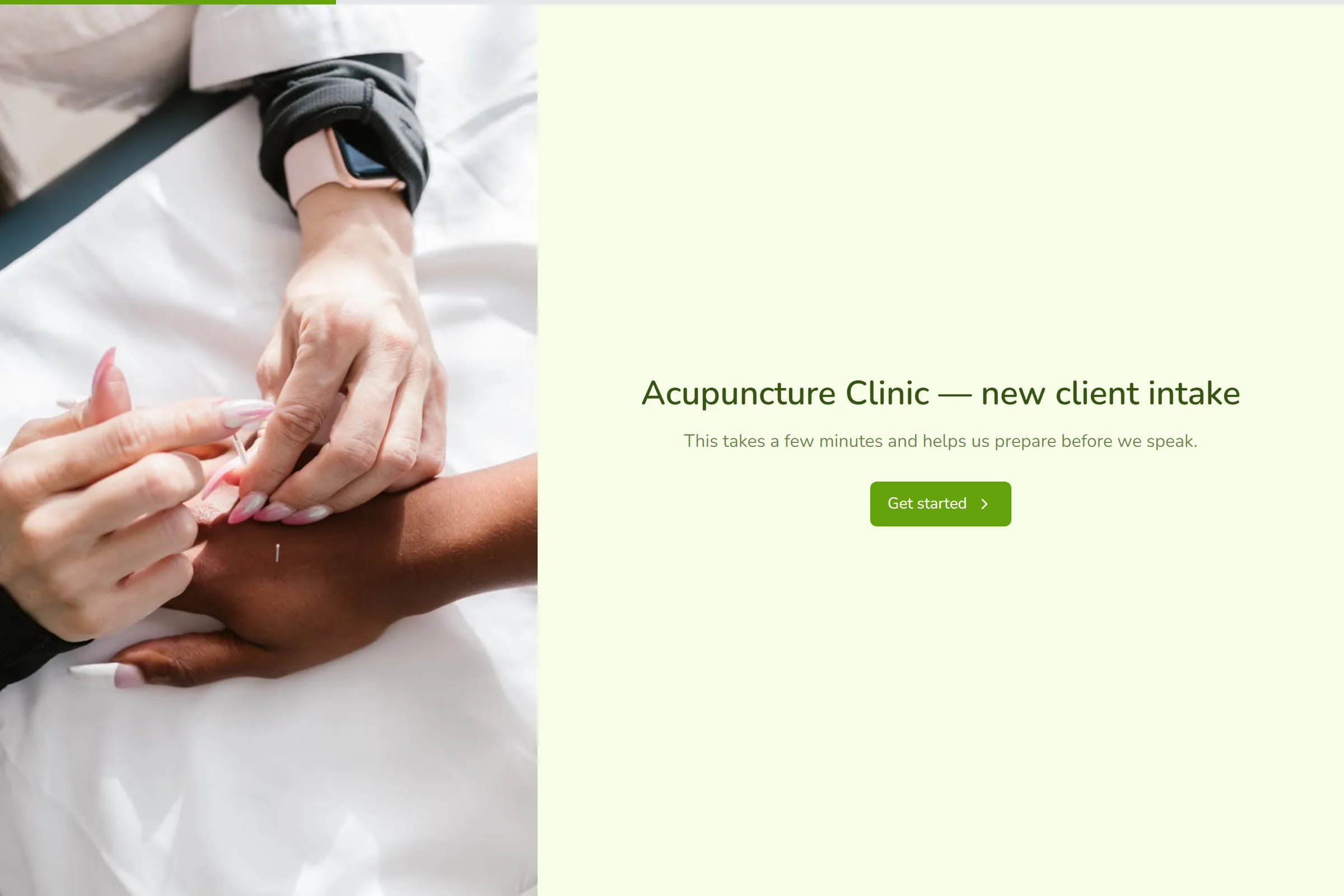 Acupuncture Clinic New Client Intake template preview