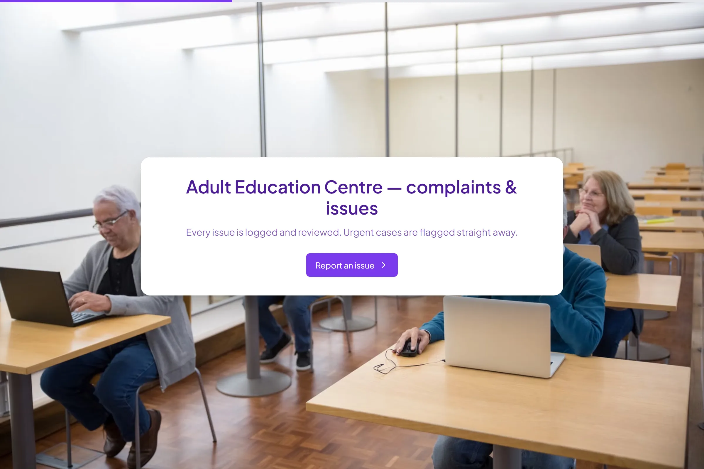 Adult Education Centre Complaint / Issue Form template preview