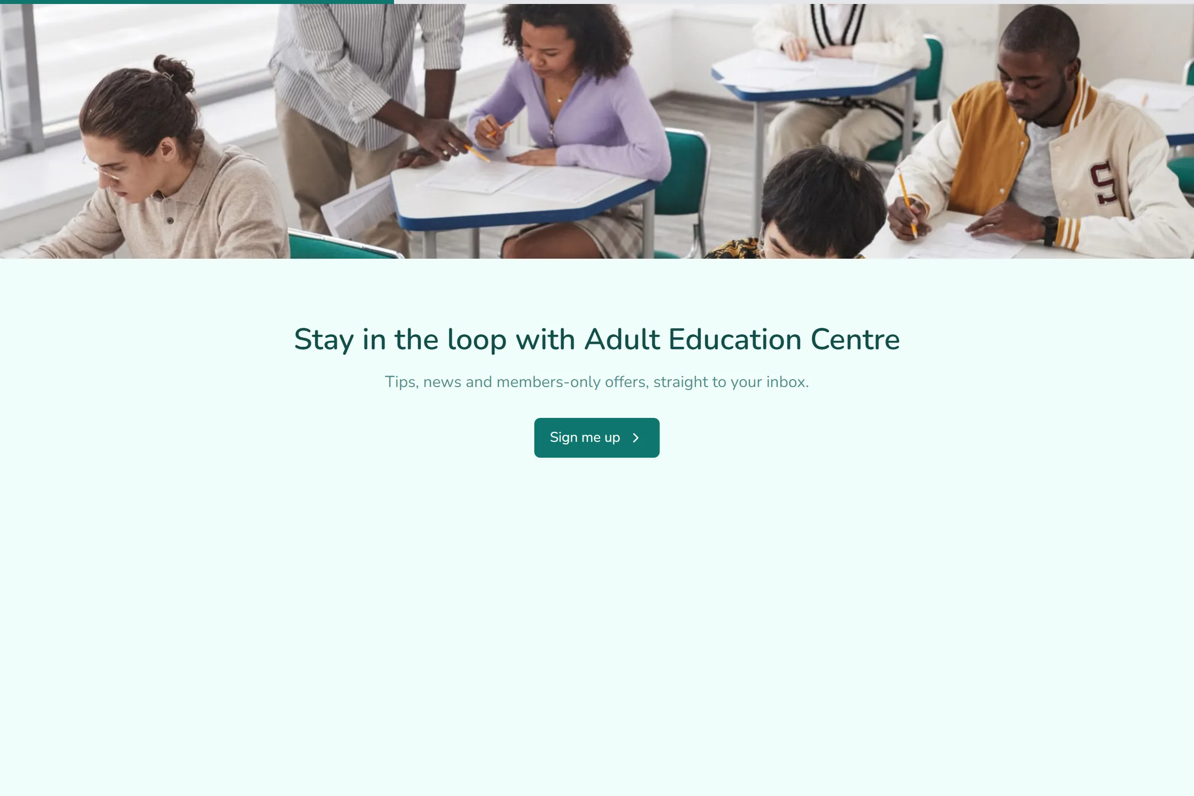 Adult Education Centre Newsletter & Updates Signup template preview