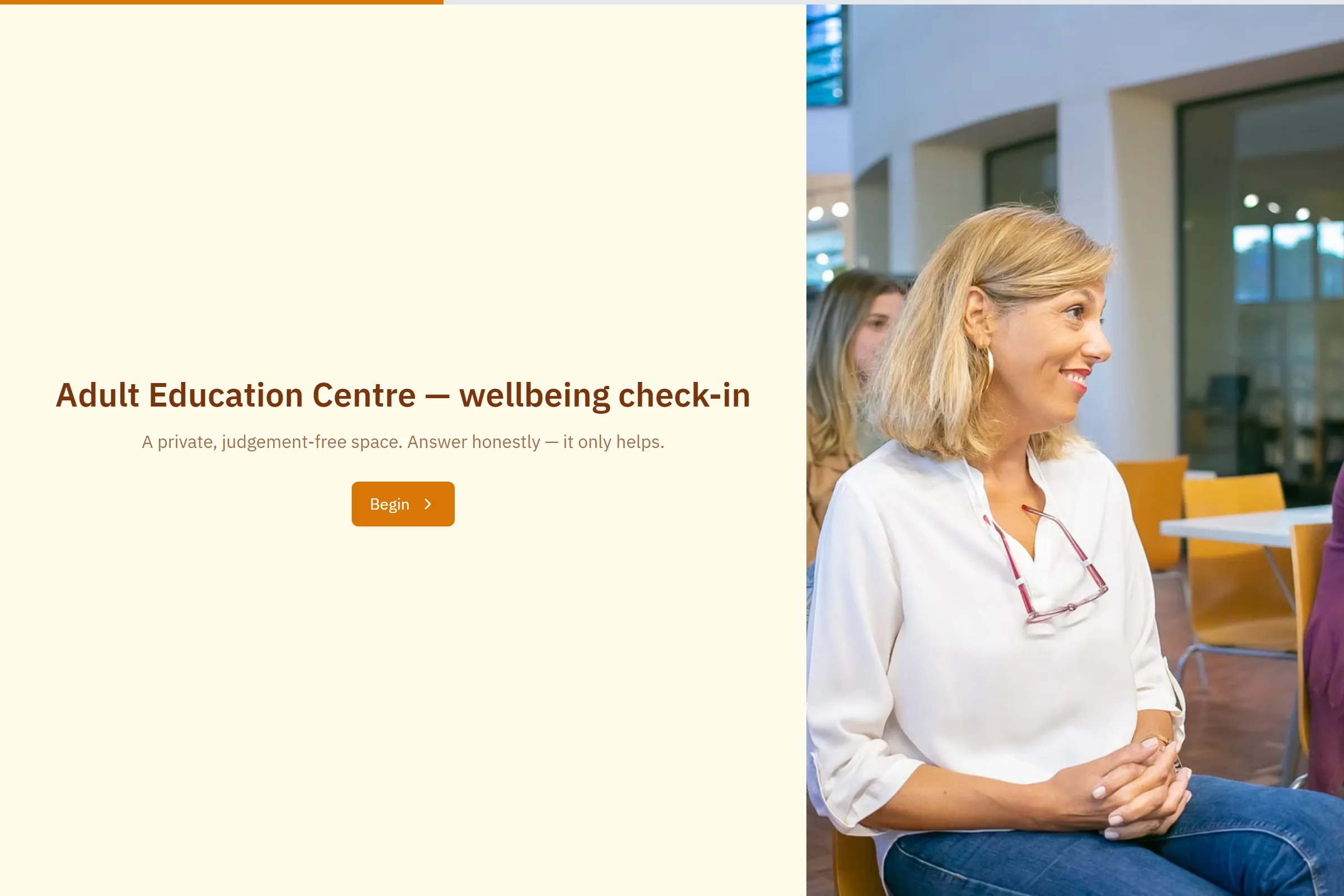 Adult Education Centre Wellbeing Check-in template preview