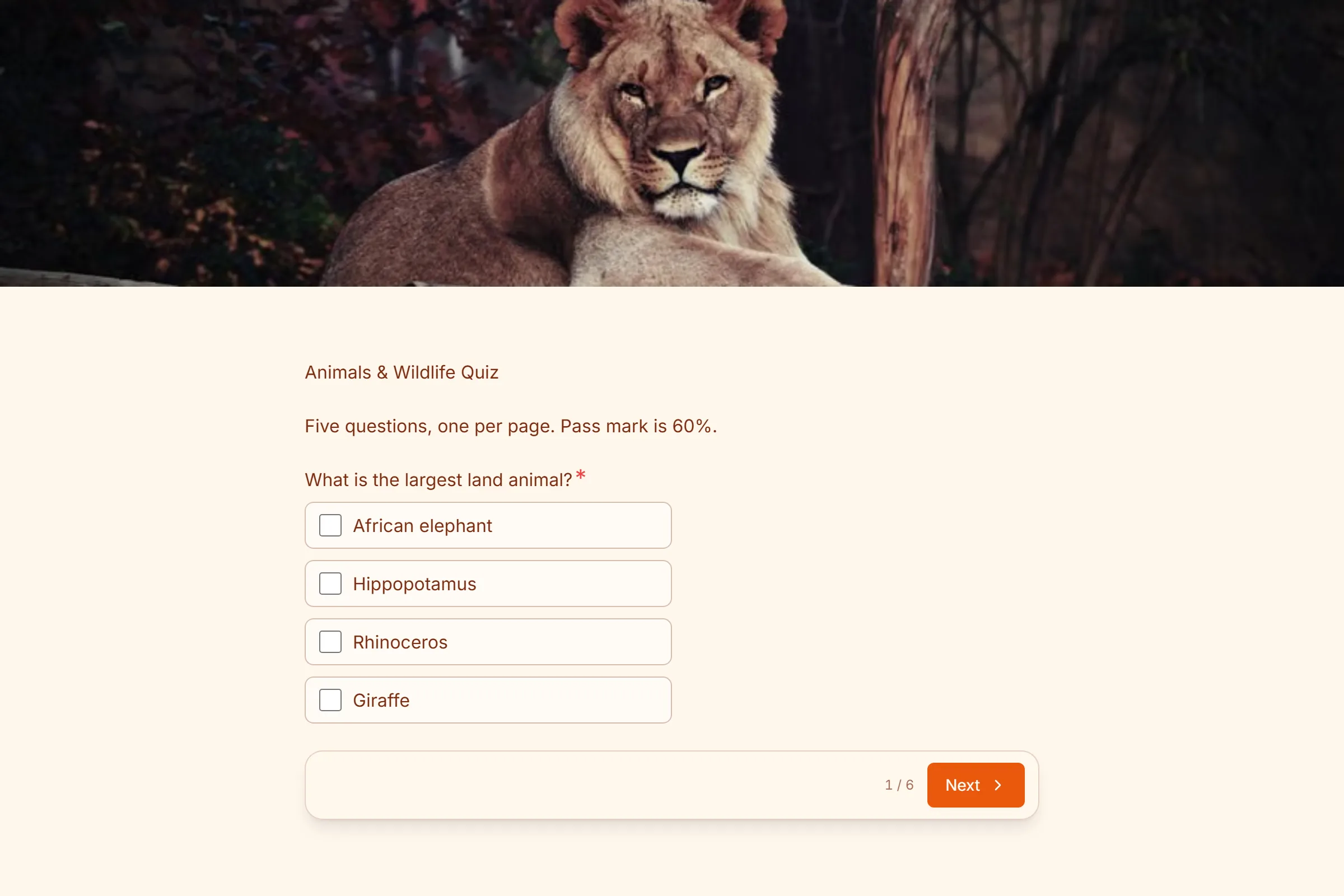 Animals & Wildlife Quiz template preview