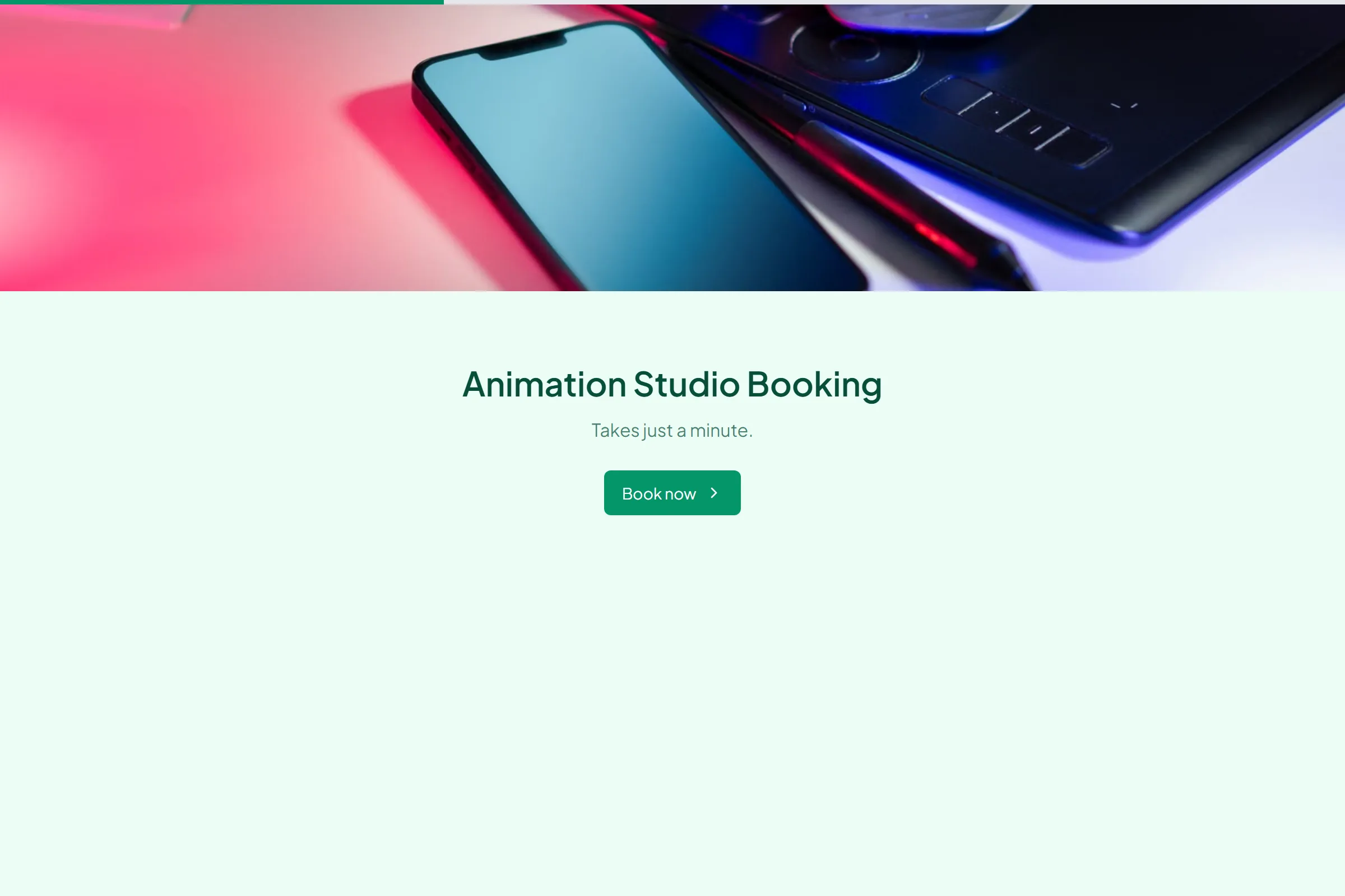 Animation Studio Booking template preview
