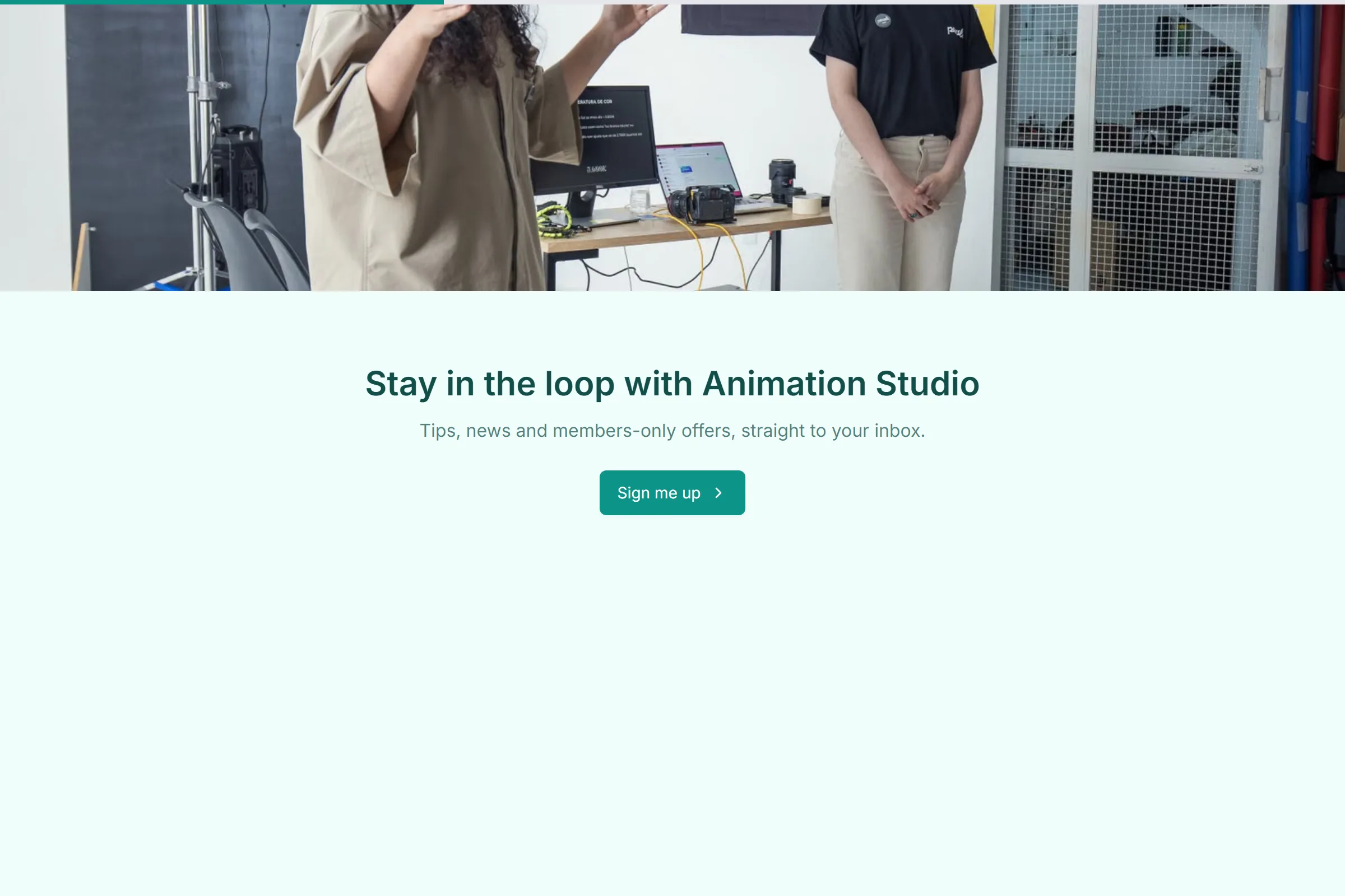 Animation Studio Newsletter & Updates Signup template preview