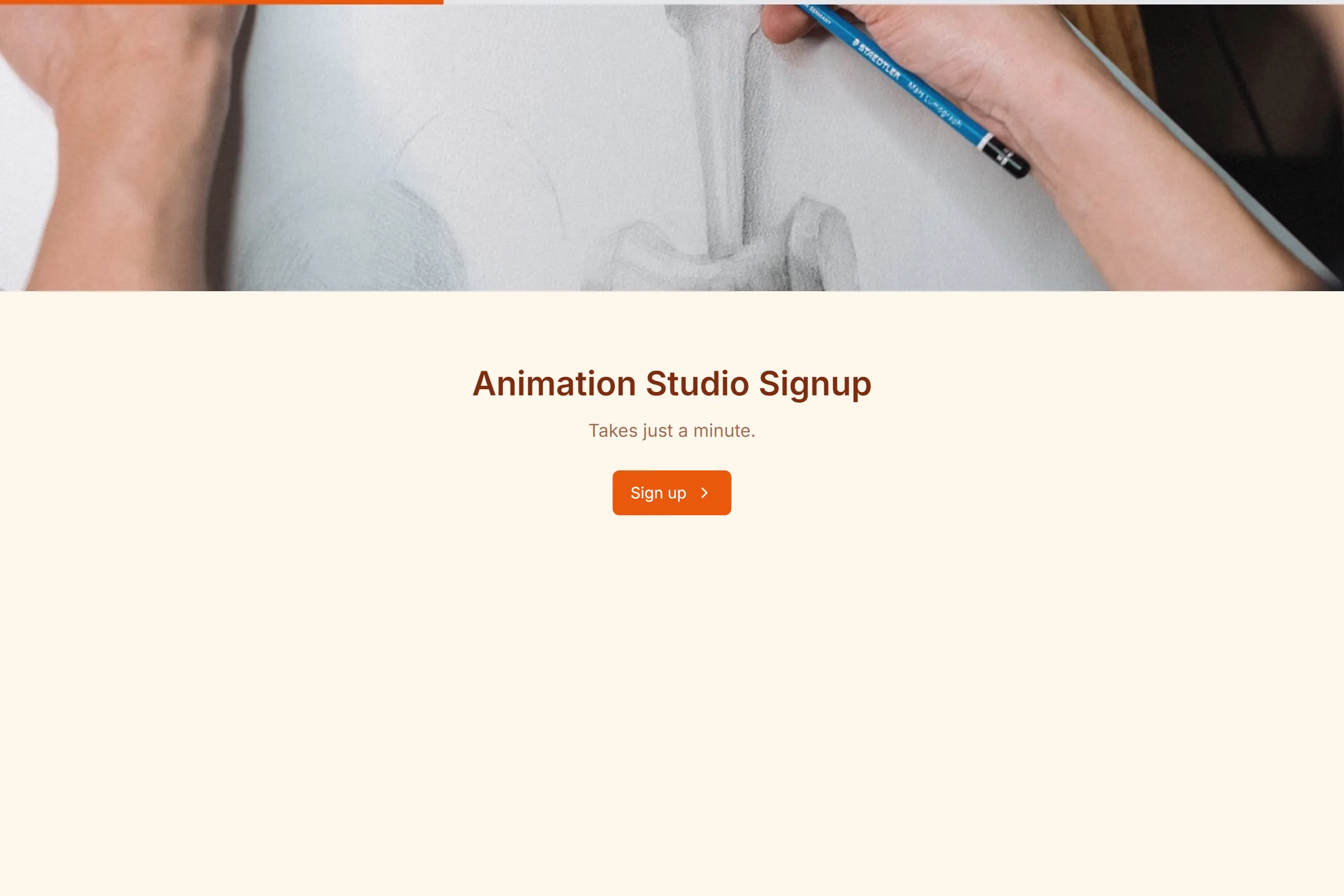 Animation Studio Signup template preview