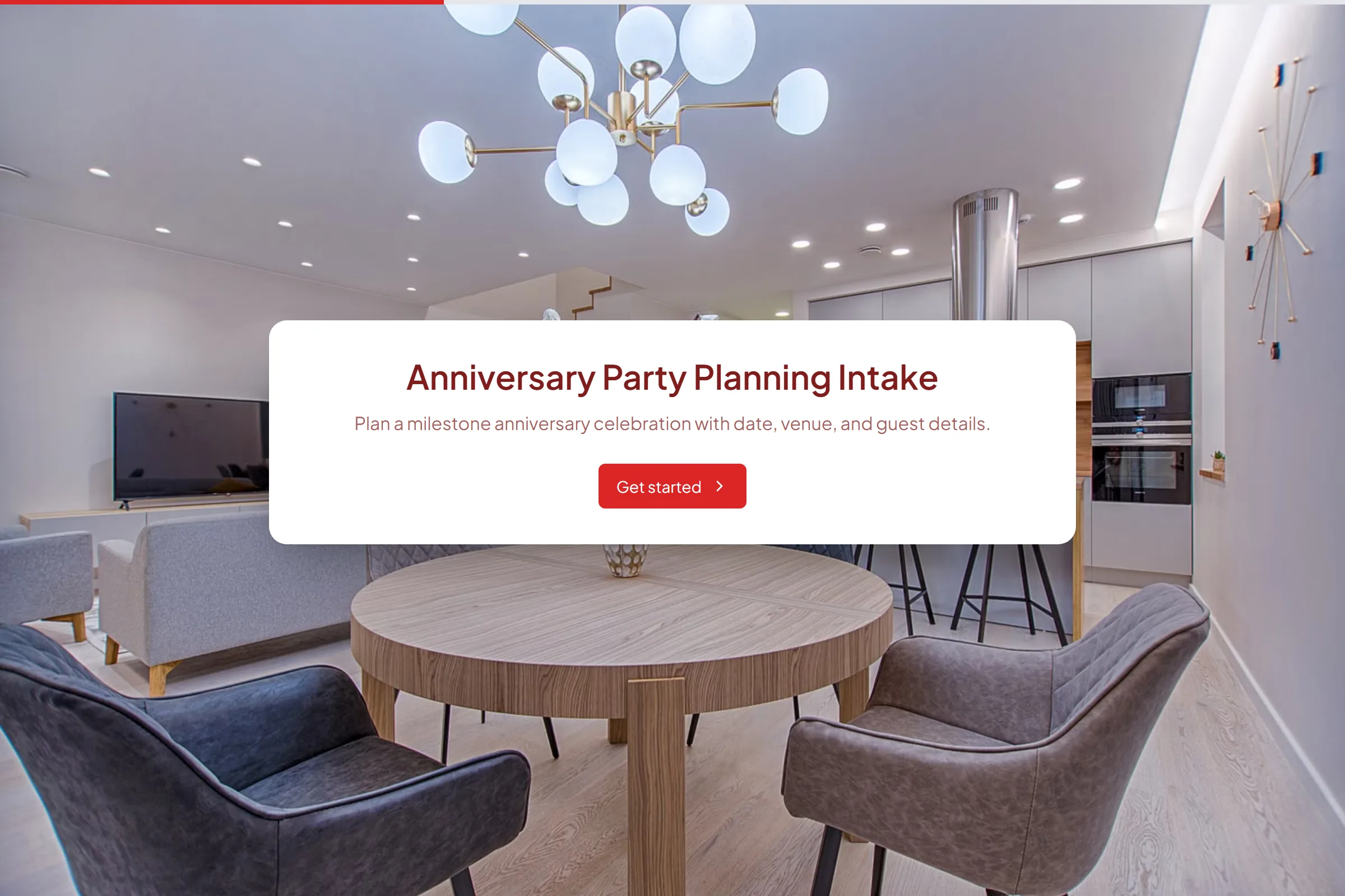 Anniversary Party Planning Intake template preview
