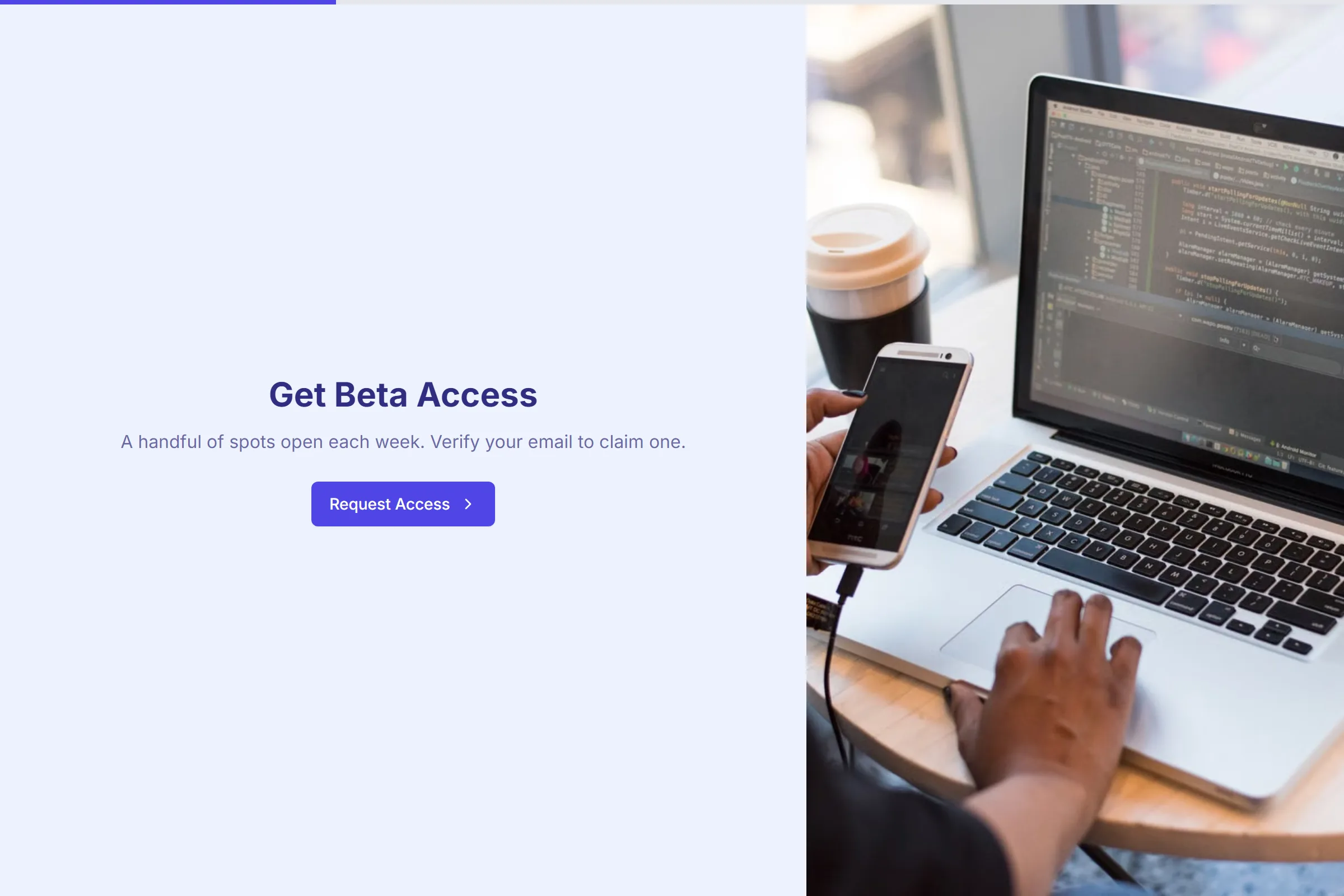 App Beta Access Signup template preview