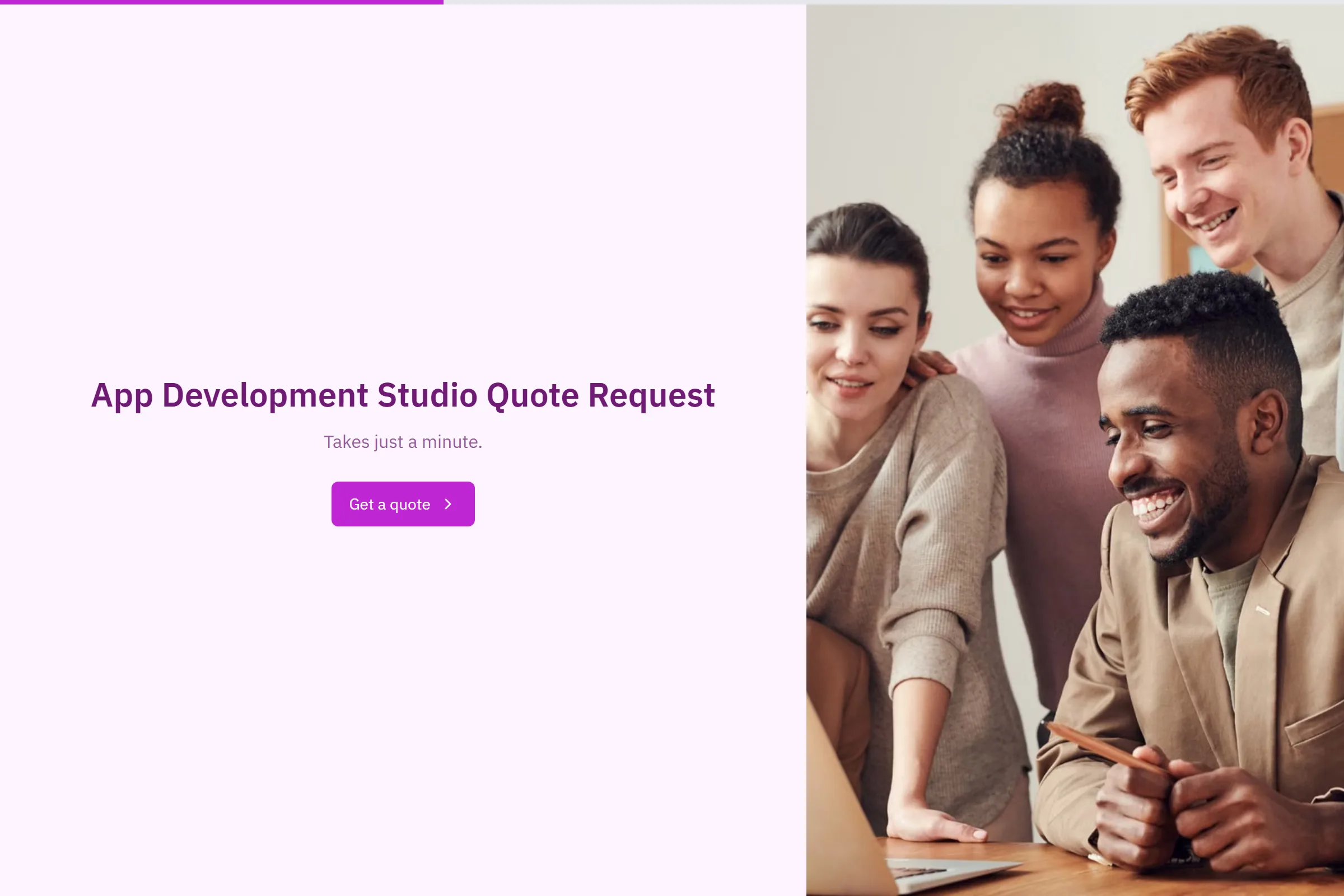 App Development Studio Quote Request template preview