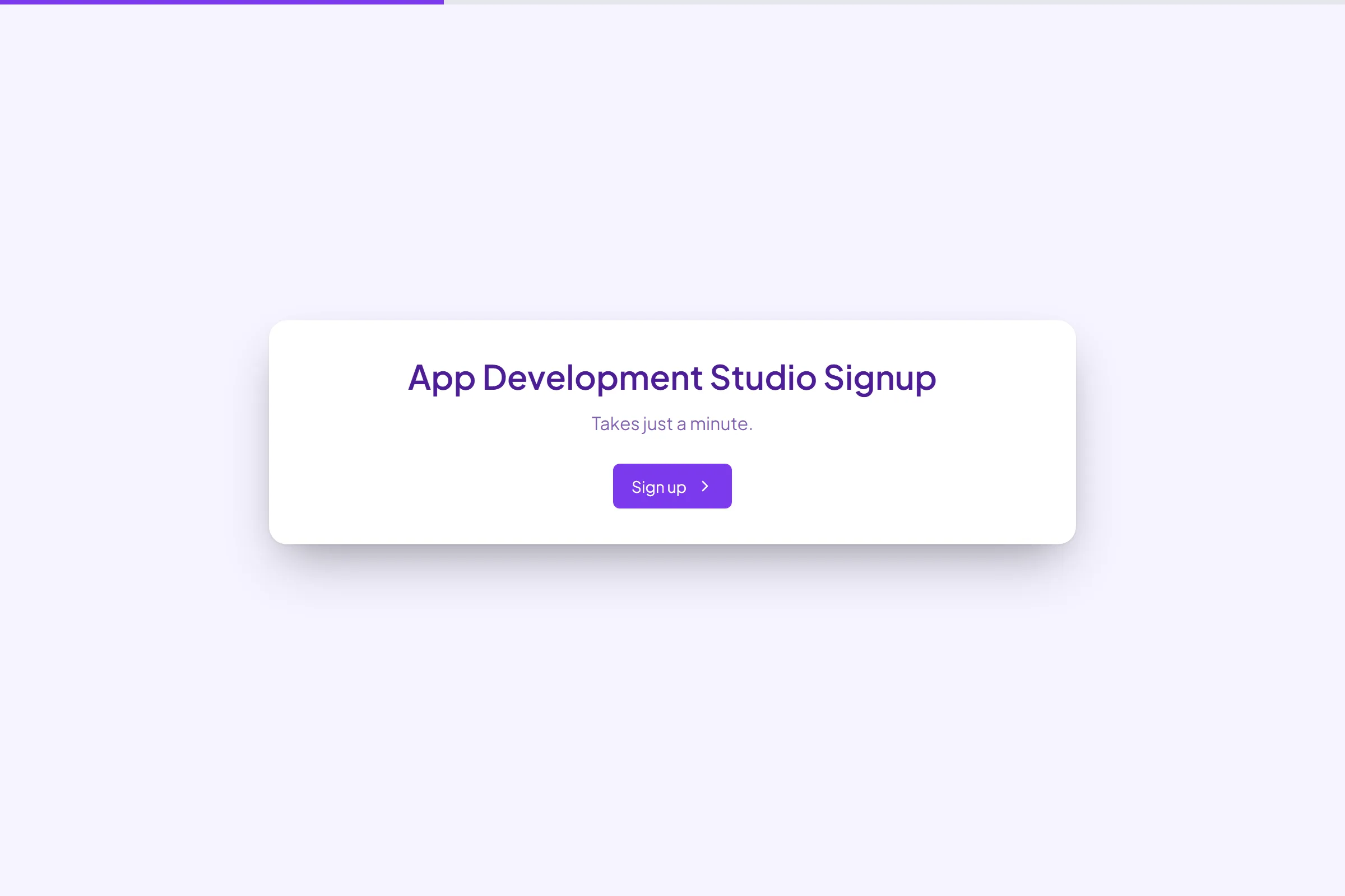 App Development Studio Signup template preview