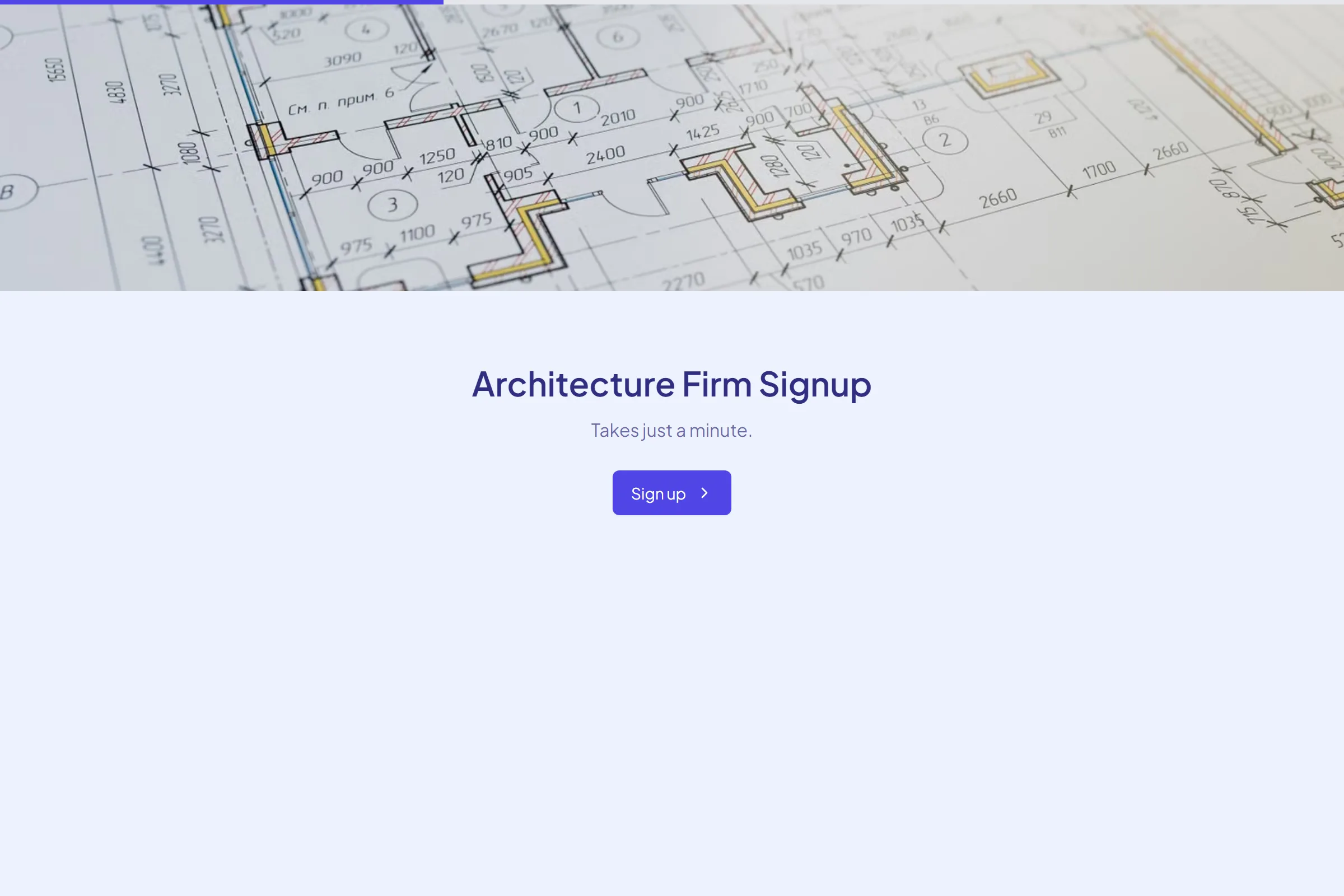 Architecture Firm Signup template preview