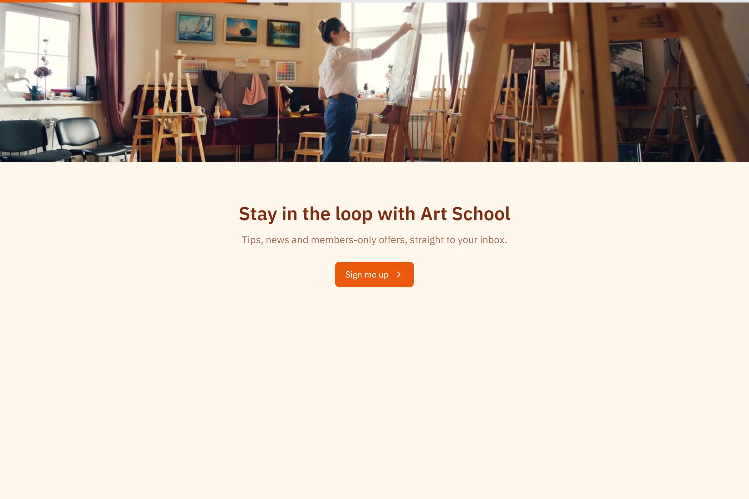 Art School Newsletter & Updates Signup template preview