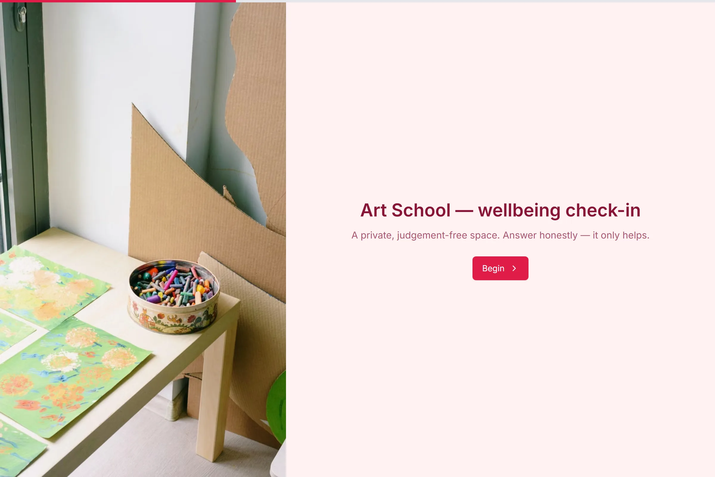 Art School Wellbeing Check-in template preview