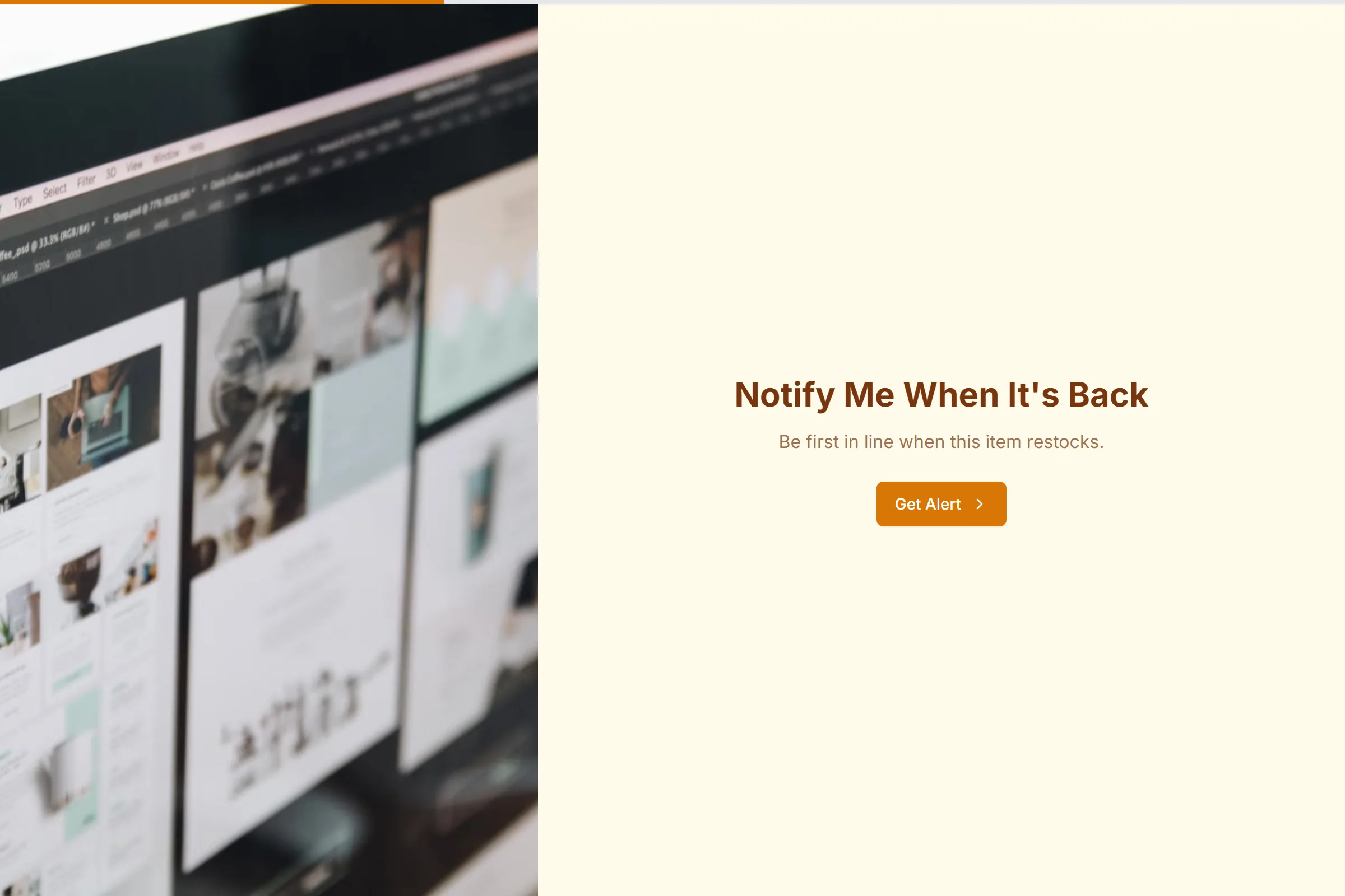 Back-in-Stock Alert Signup template preview