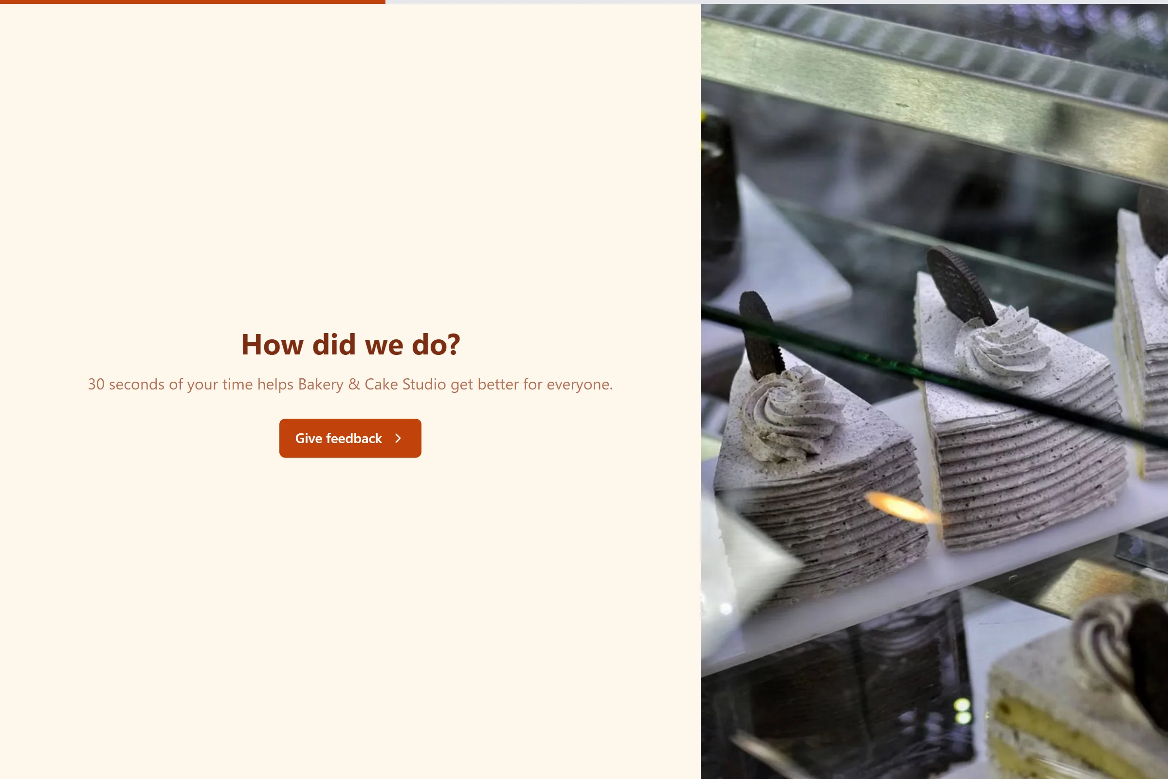 Bakery & Cake Studio Quick Feedback template preview