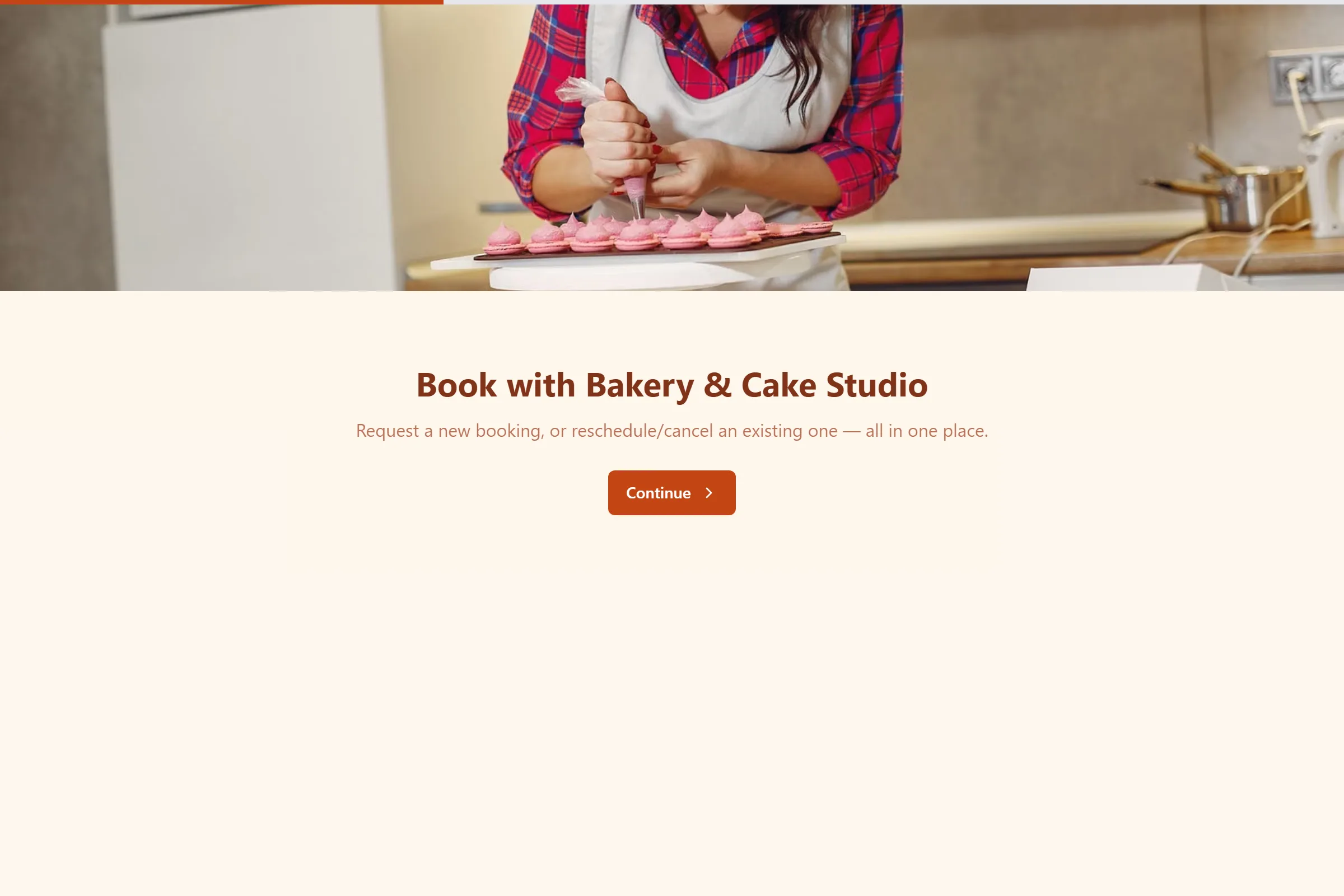 Bakery & Cake Studio Tasting Booking template preview