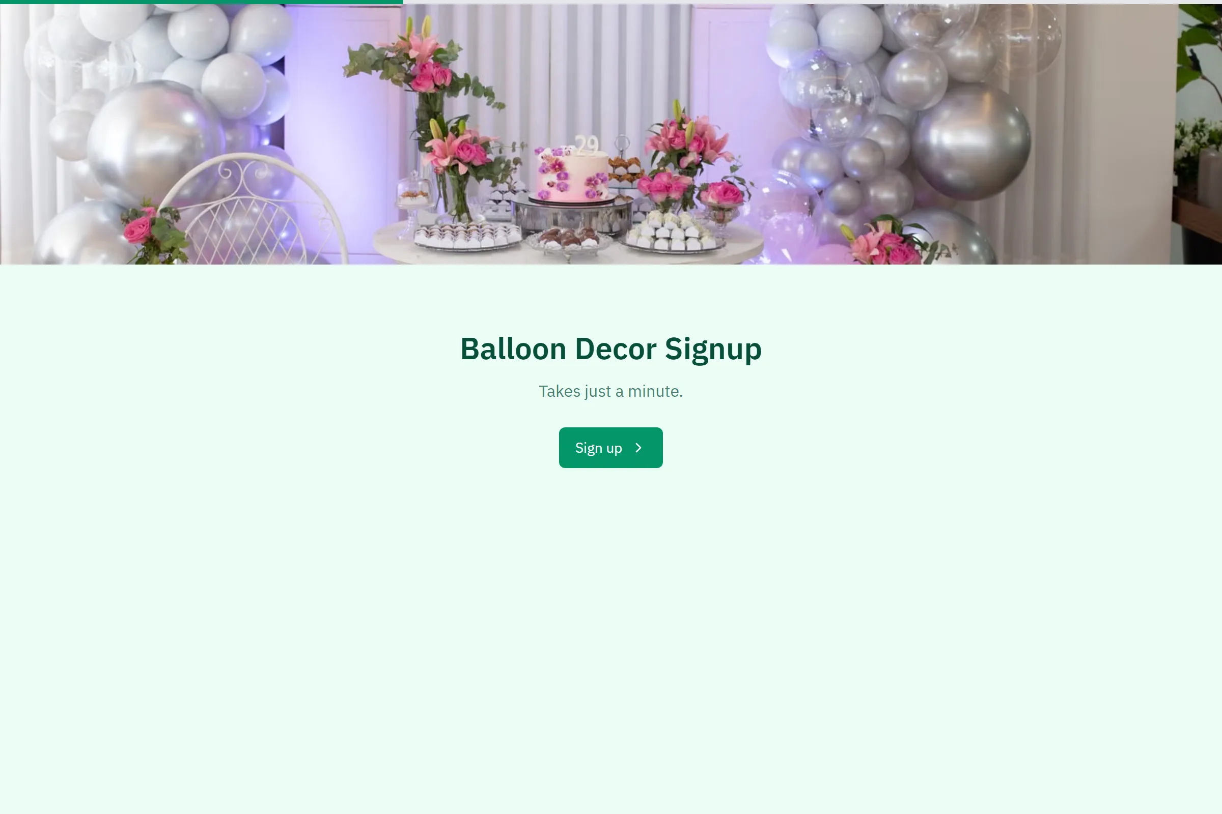 Balloon Decor Signup template preview