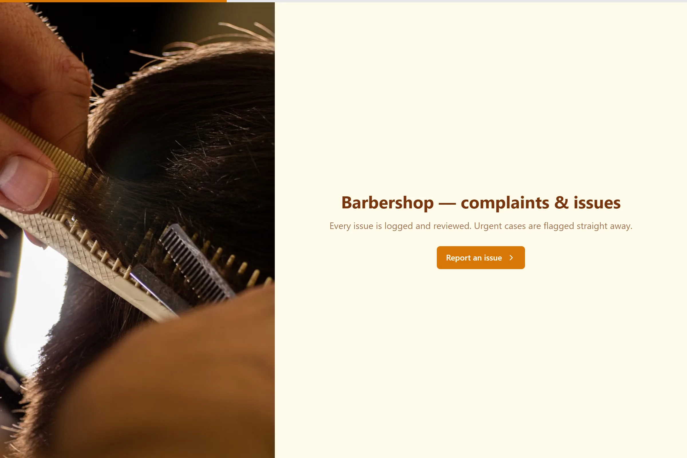 Barbershop Complaint / Issue Form template preview