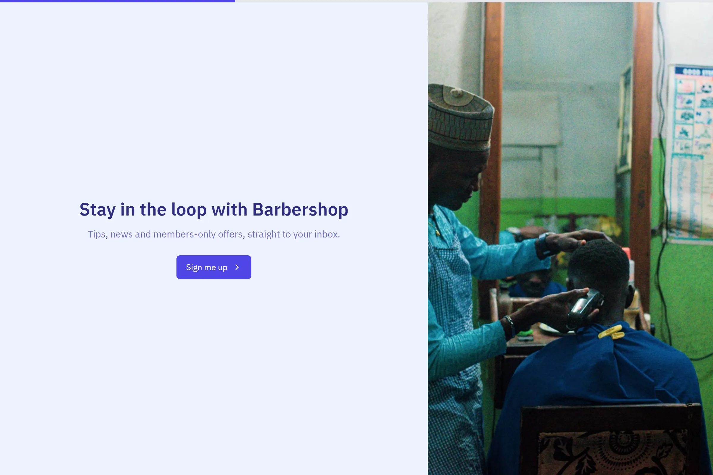 Barbershop Newsletter & Updates Signup template preview