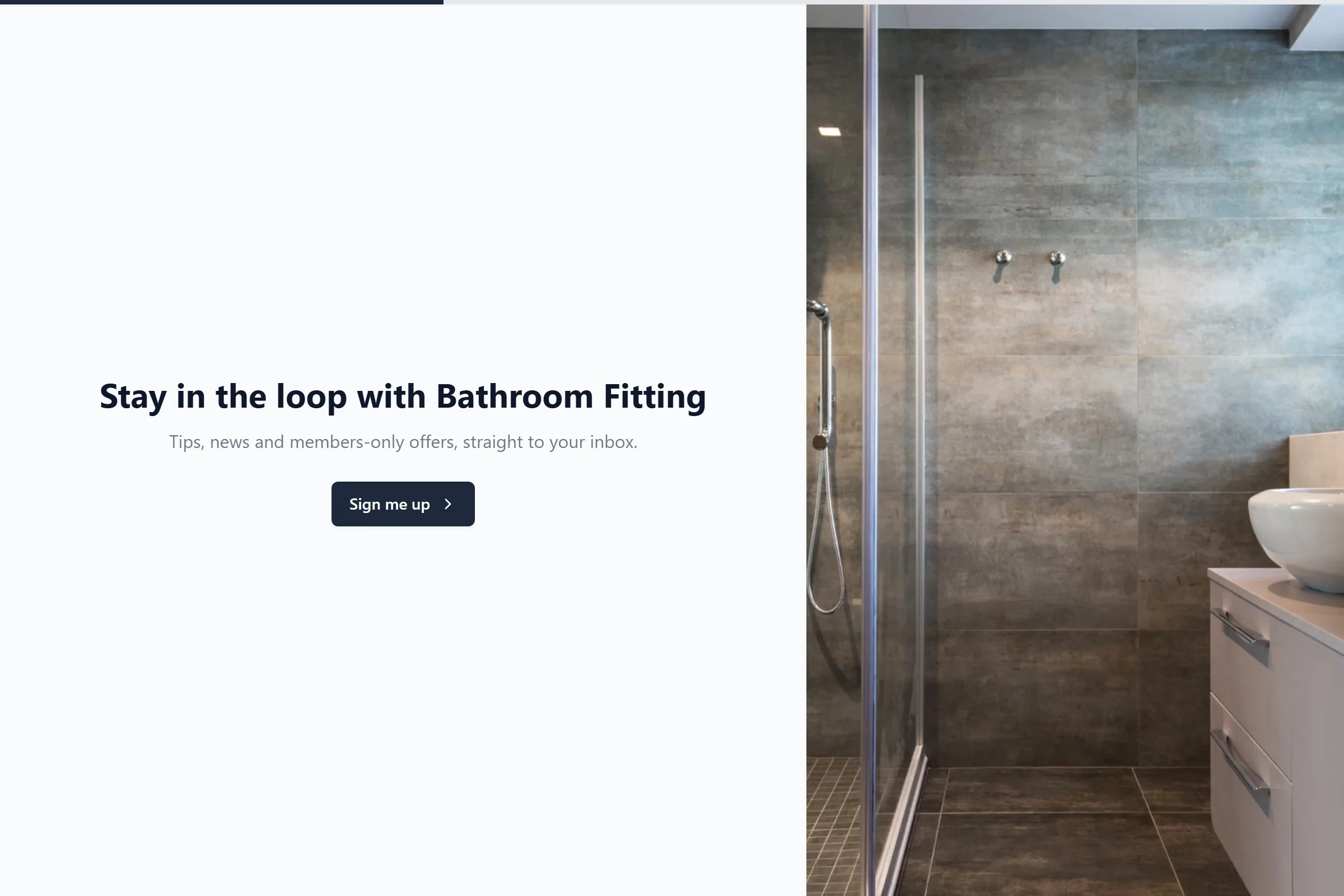 Bathroom Fitting Newsletter & Updates Signup template preview