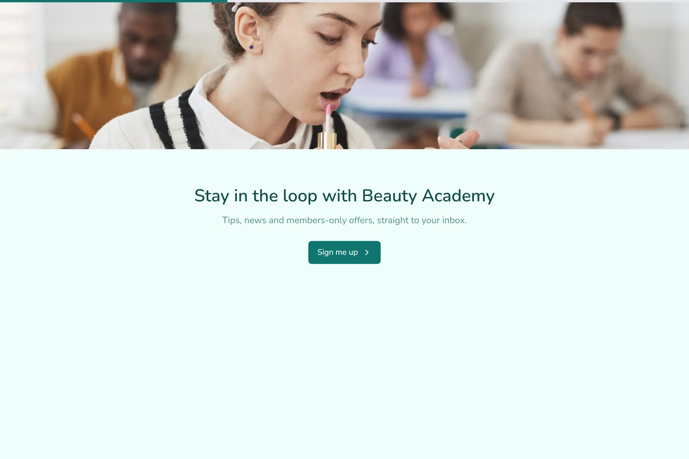 Beauty Academy Newsletter & Updates Signup template preview