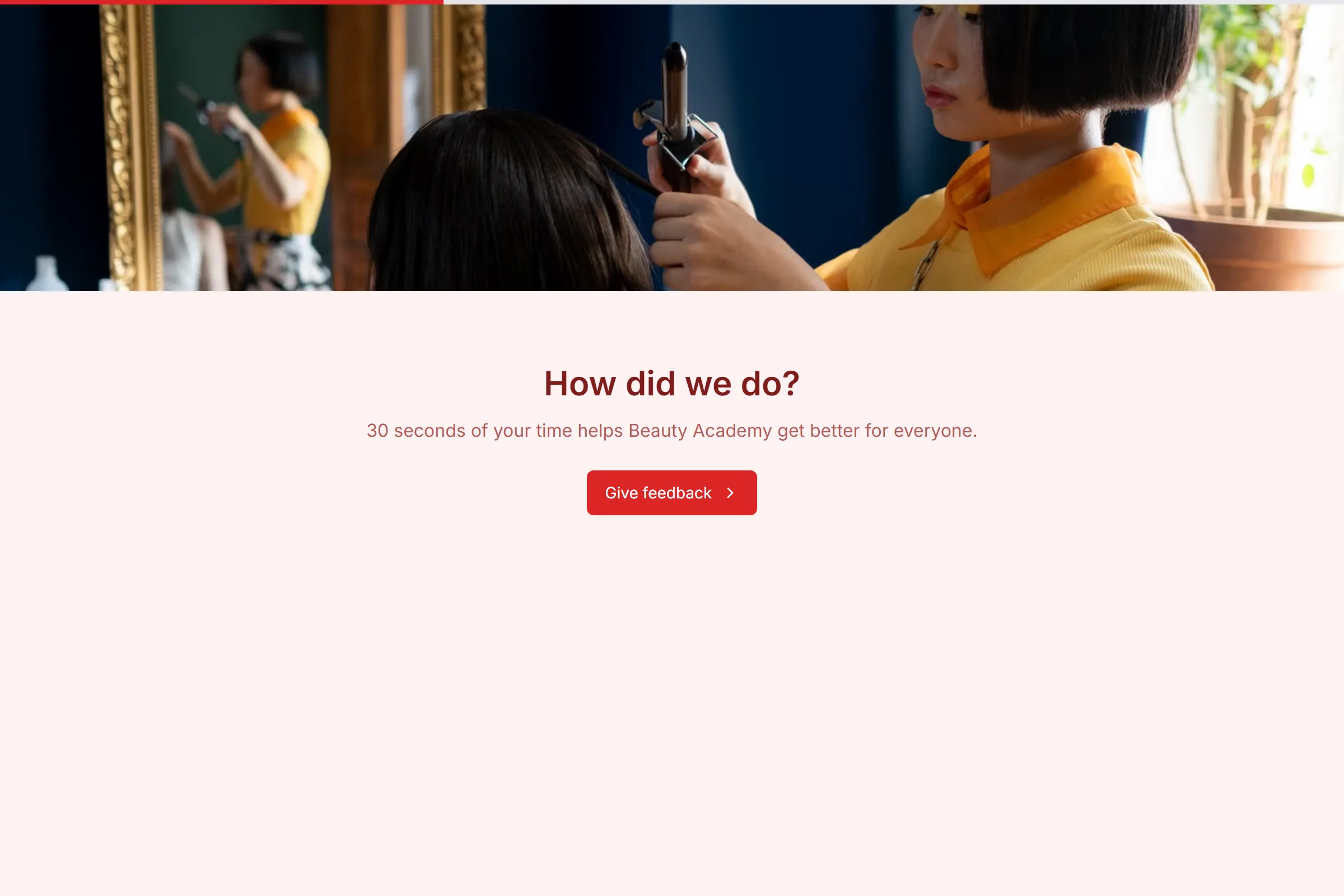 Beauty Academy Quick Feedback template preview