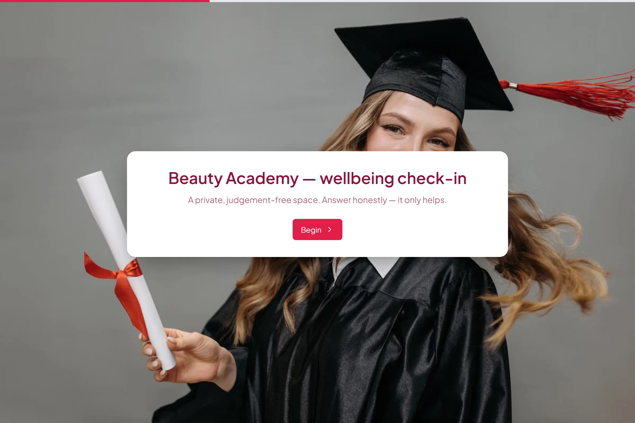 Beauty Academy Wellbeing Check-in template preview