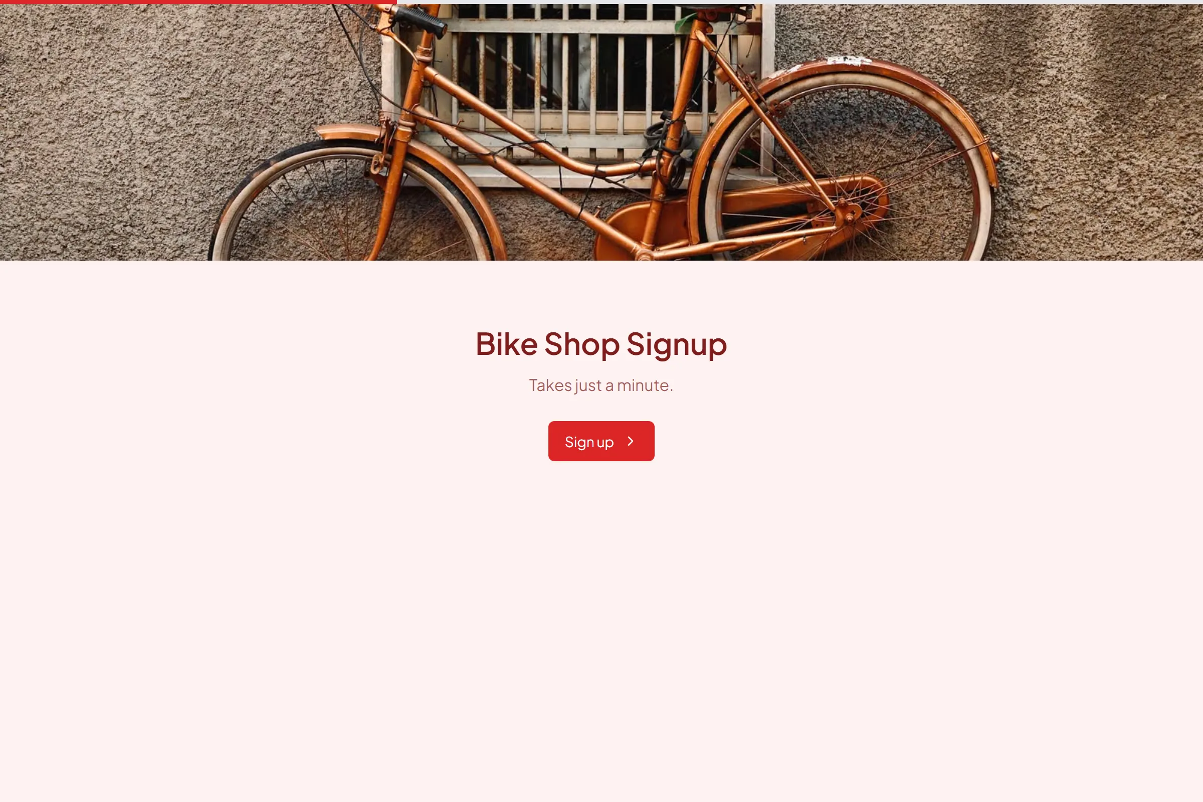 Bike Shop Signup template preview