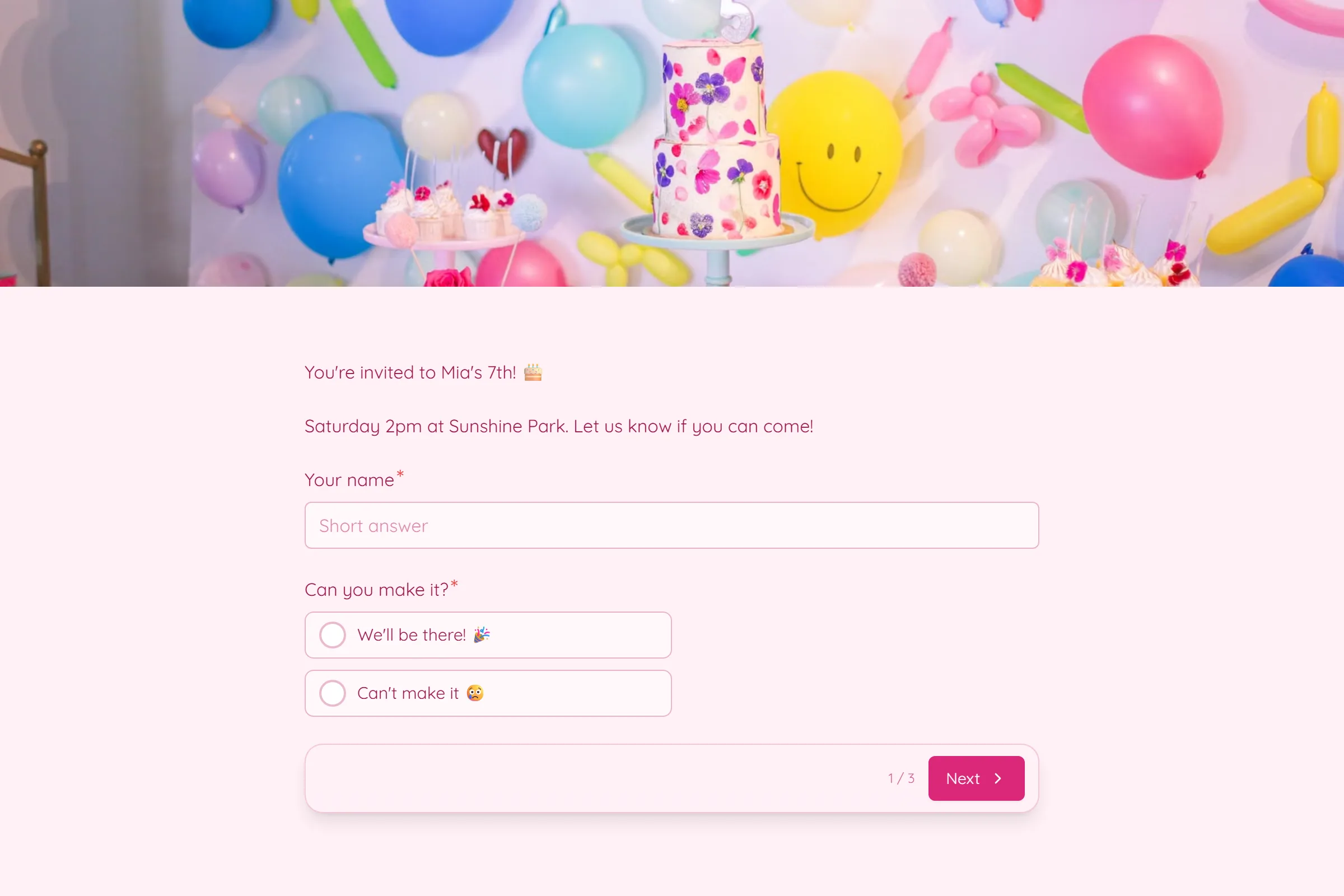 Birthday Party RSVP template preview