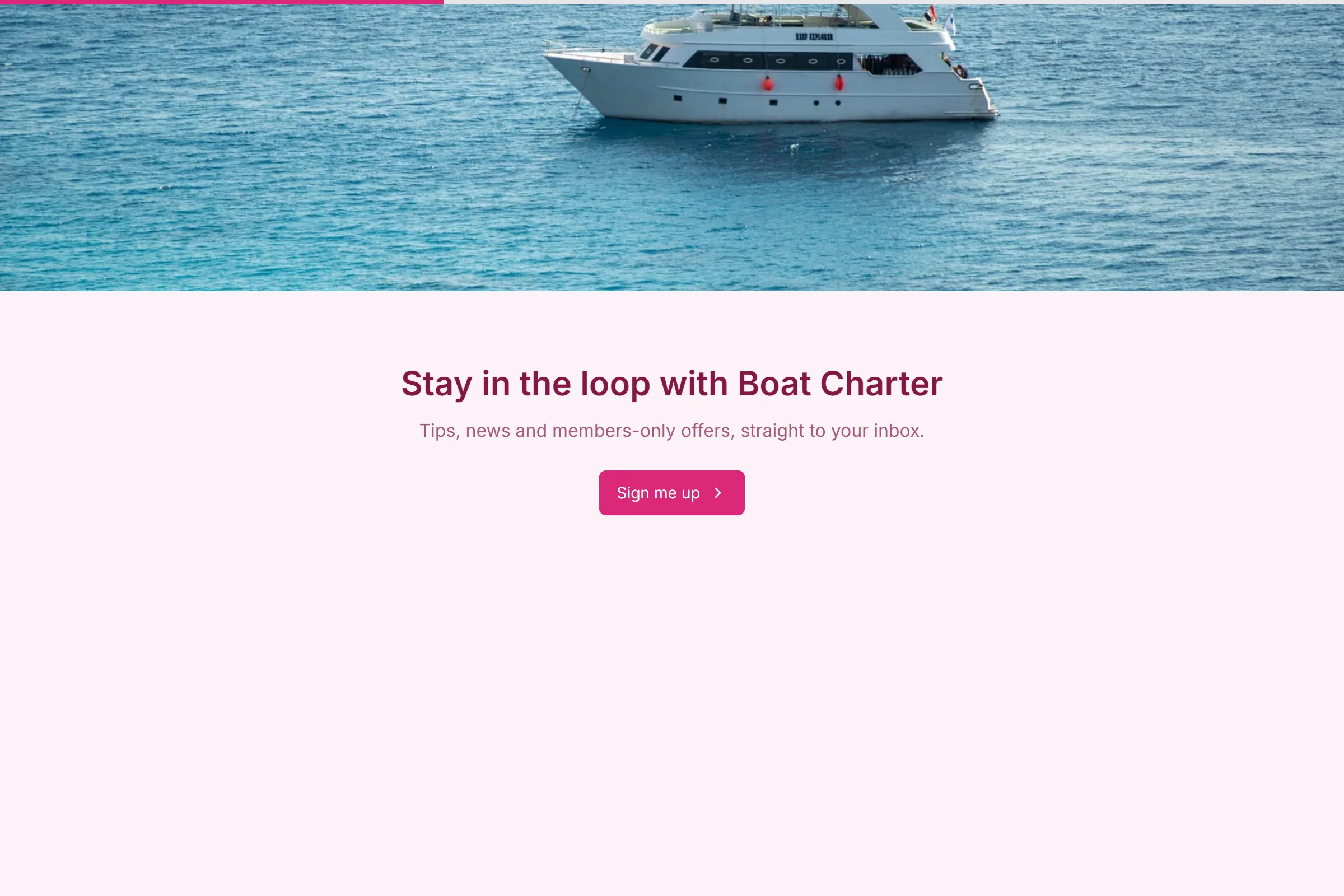 Boat Charter Newsletter & Updates Signup template preview