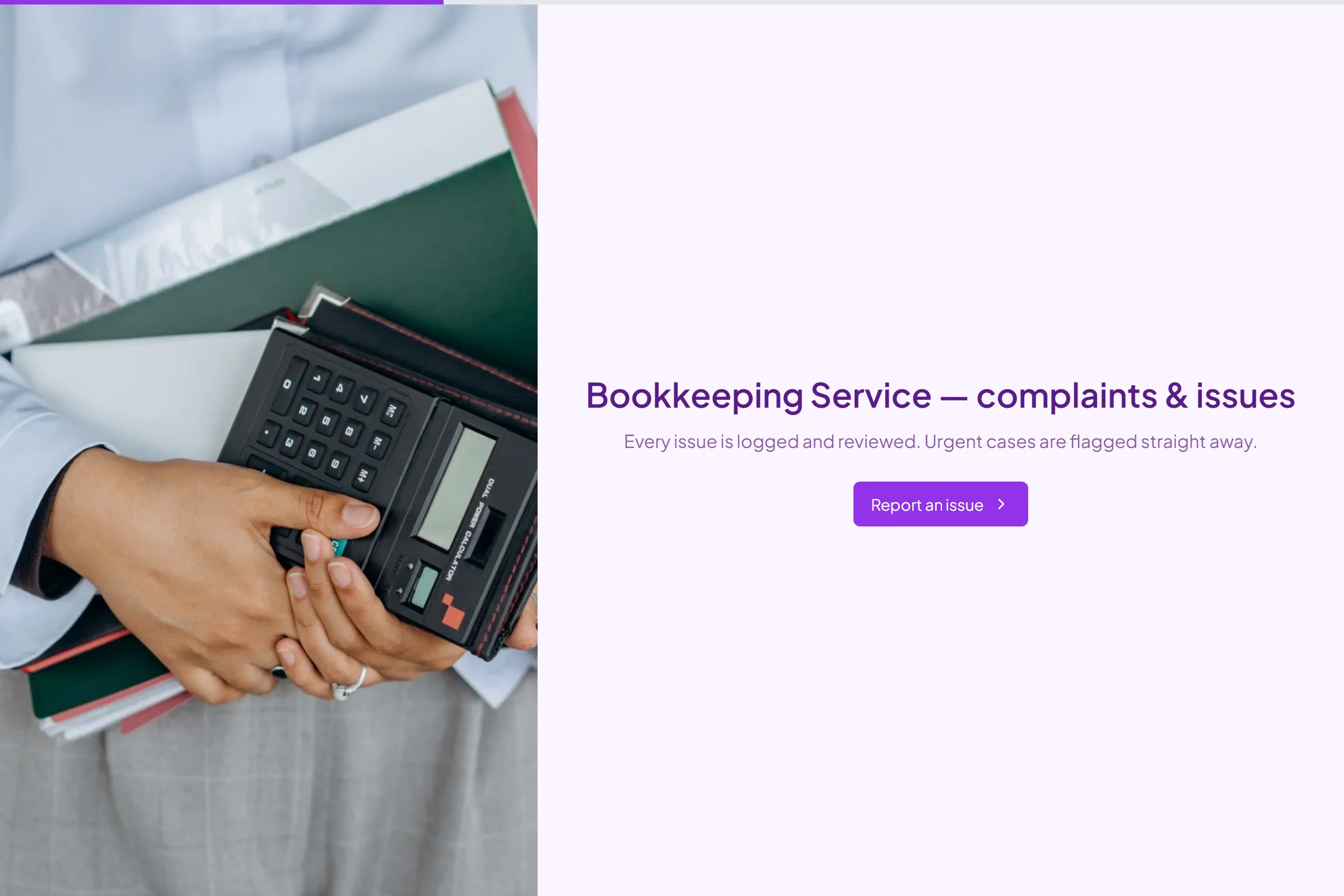 Bookkeeping Service Complaint / Issue Form template preview
