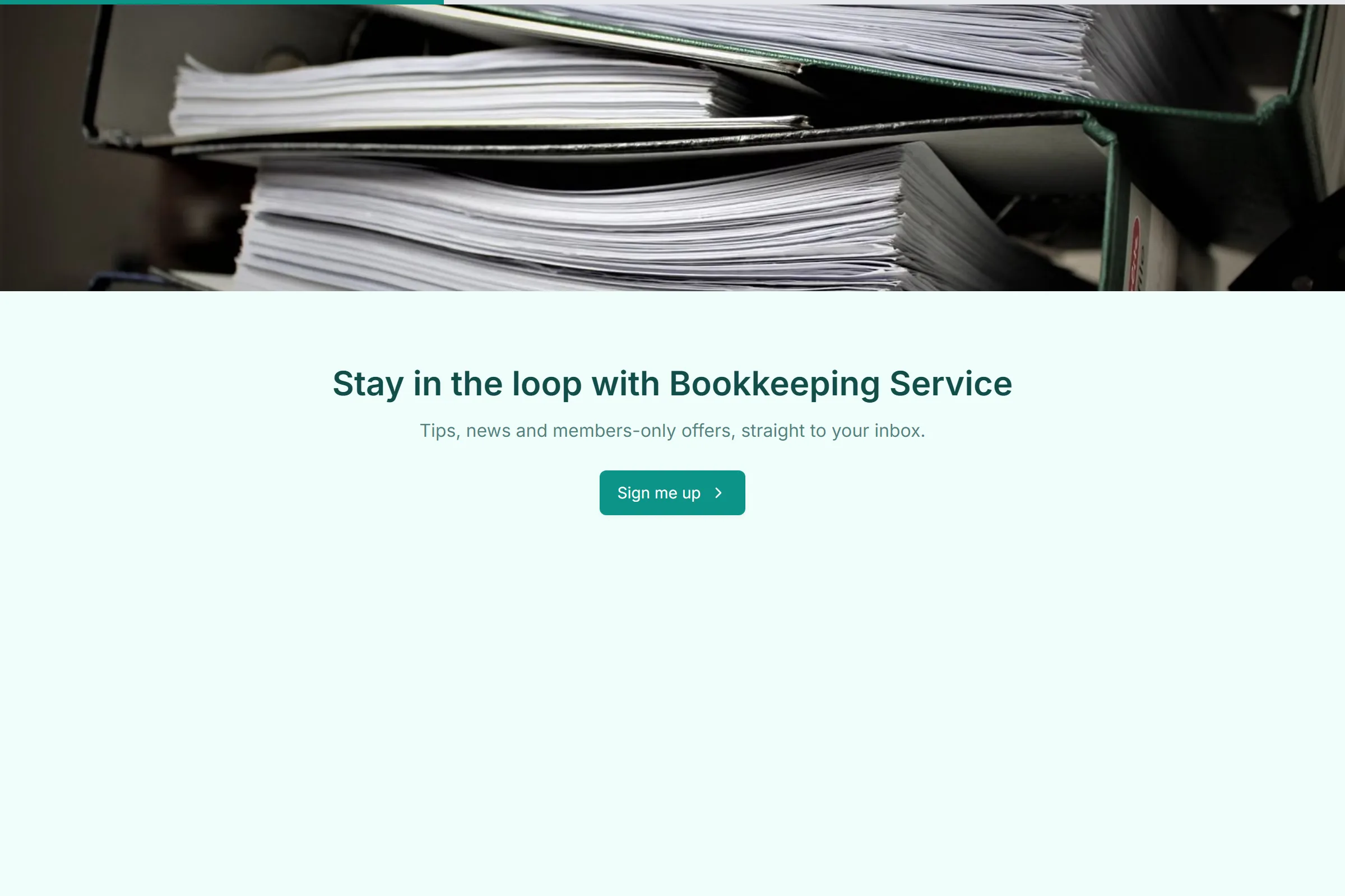 Bookkeeping Service Newsletter & Updates Signup template preview