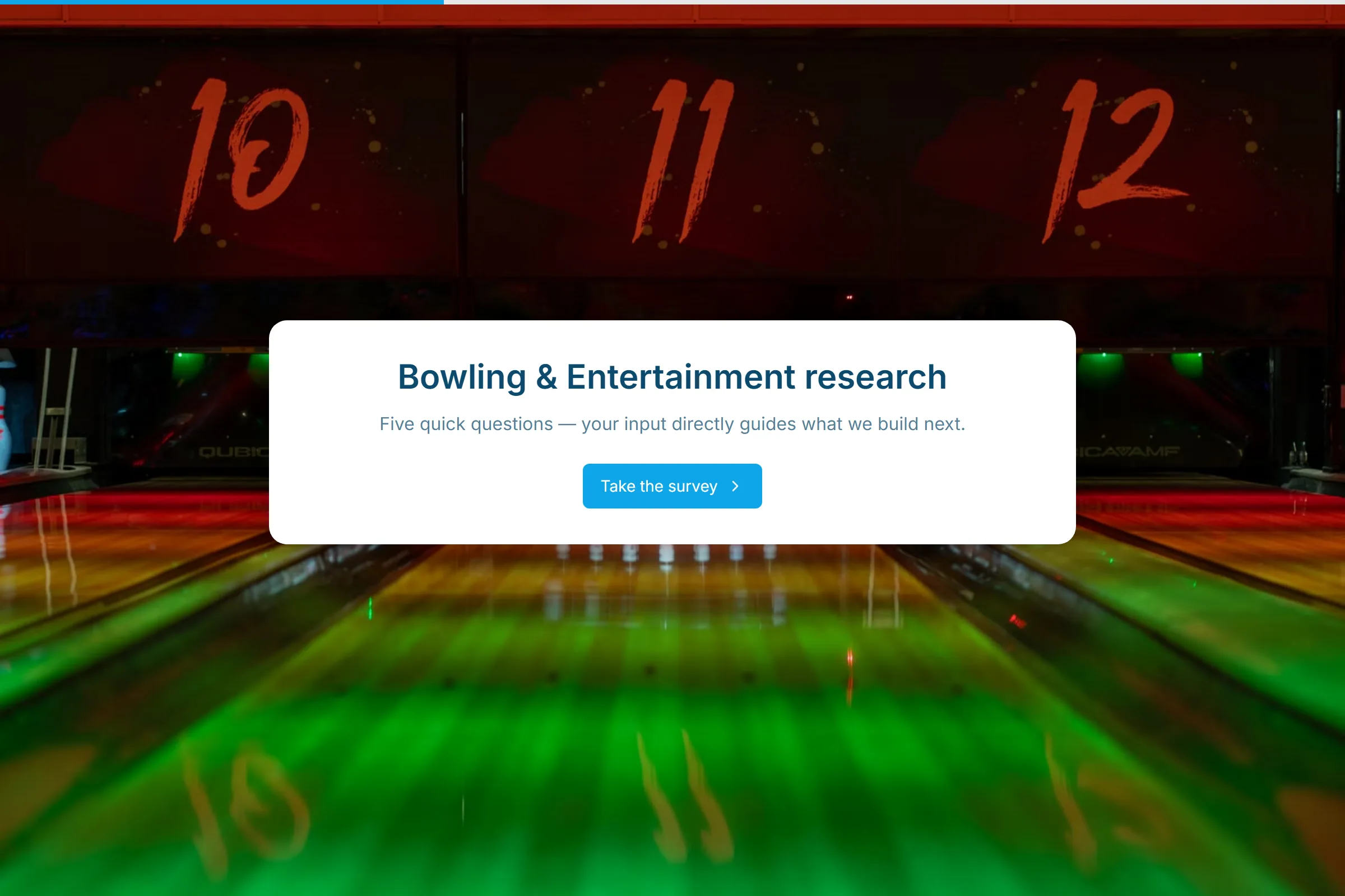Bowling & Entertainment Market Research Survey template preview