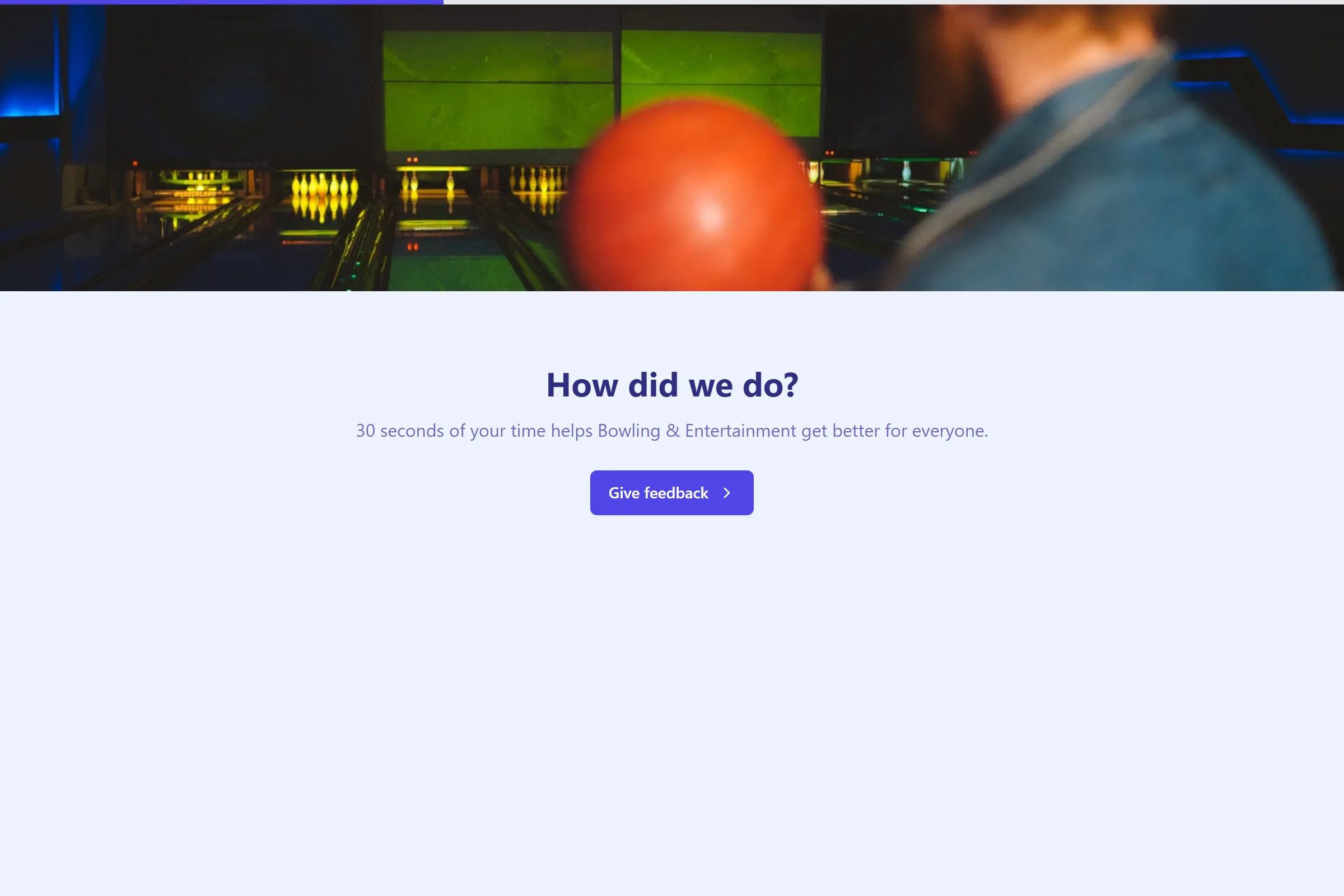 Bowling & Entertainment Quick Feedback template preview