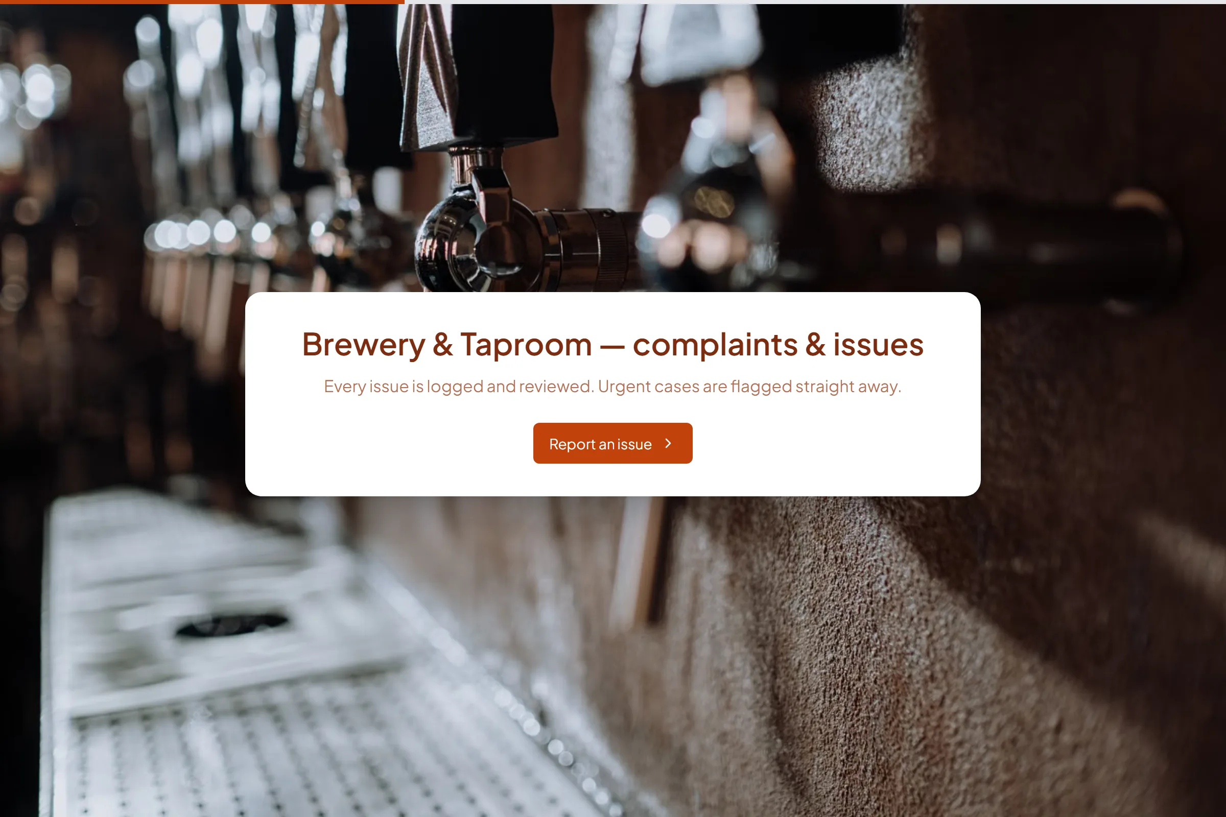 Brewery & Taproom Complaint / Issue Form template preview