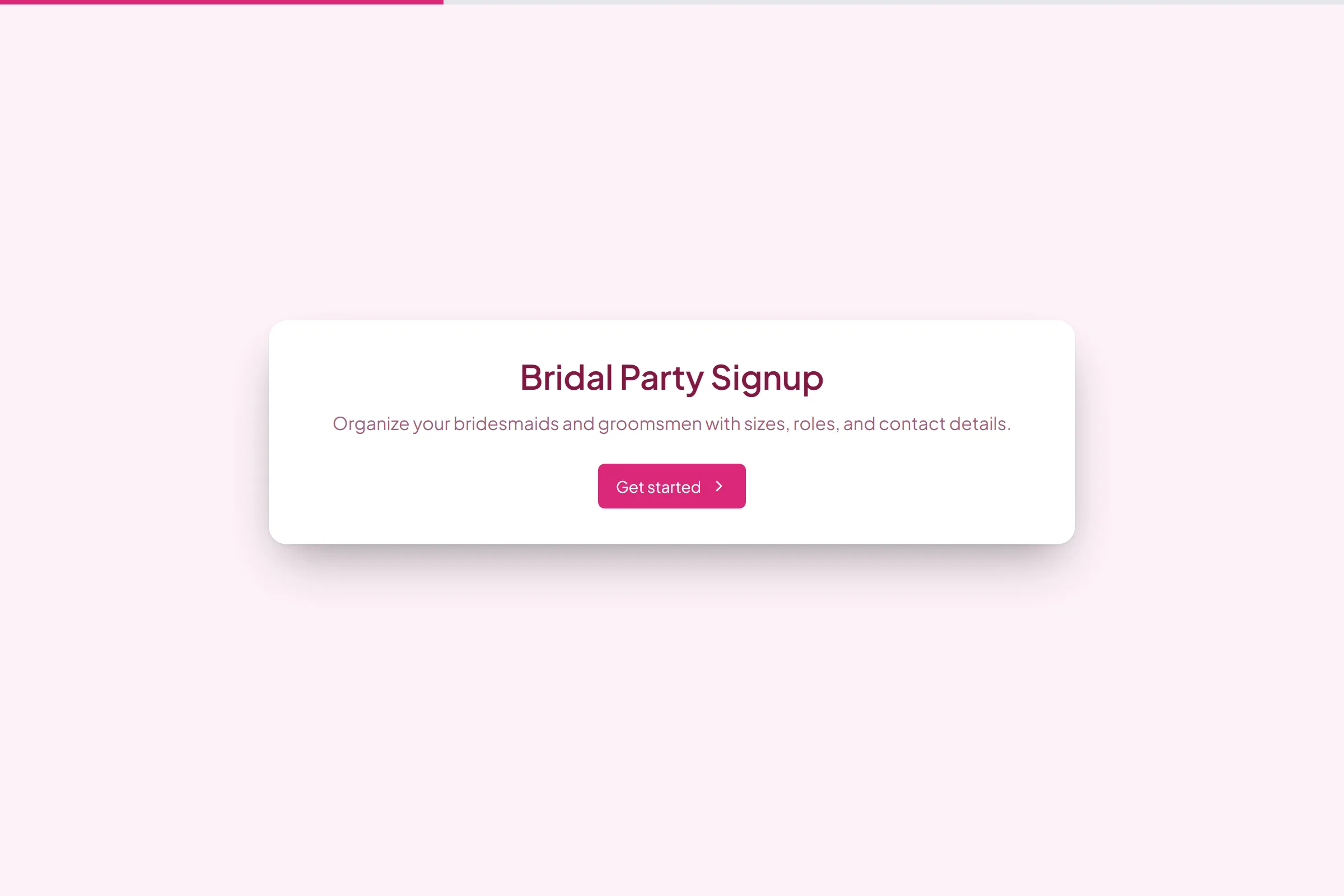 Bridal Party Signup template preview