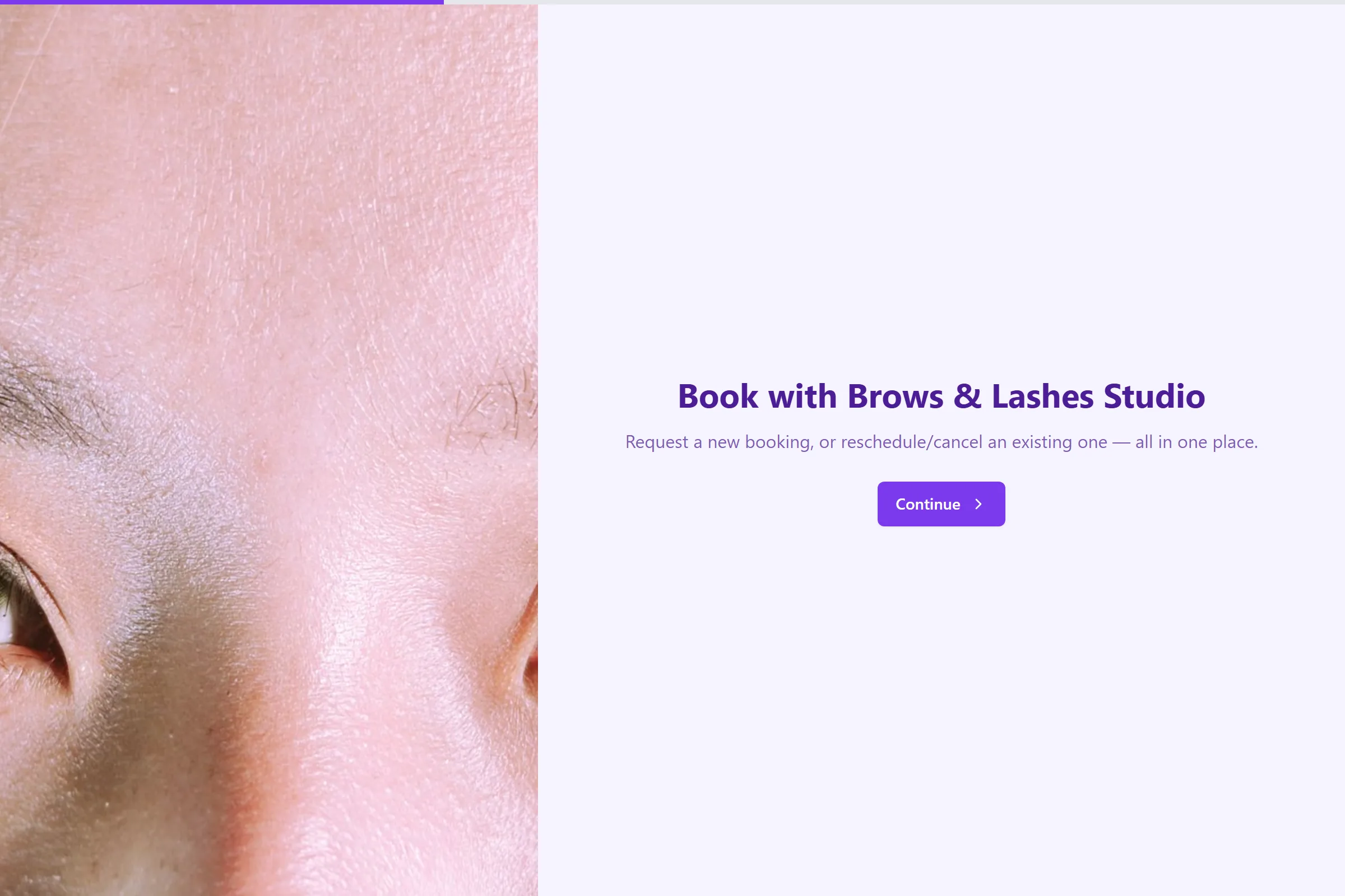 Brows & Lashes Studio Reschedule / Cancel Request template preview