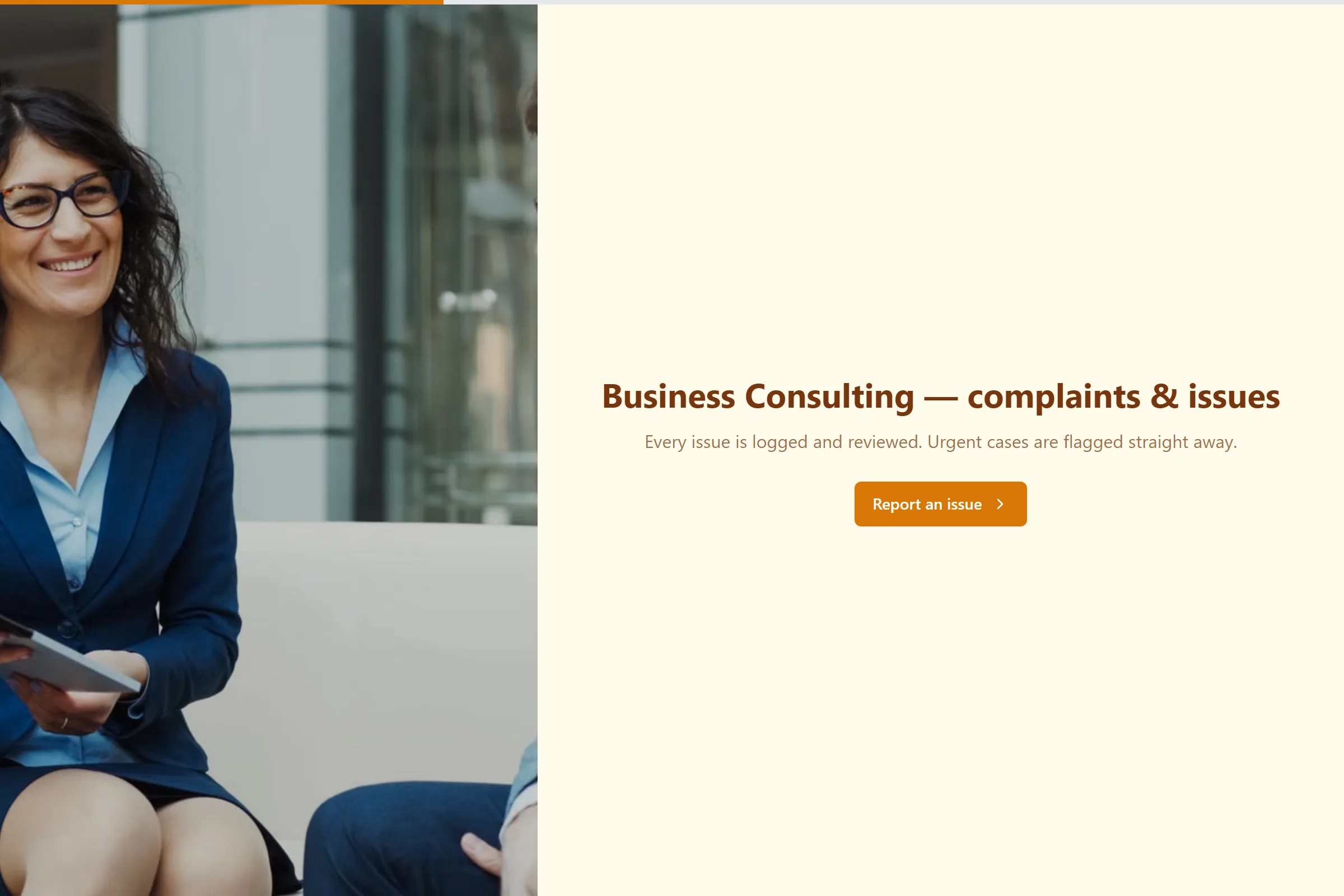 Business Consulting Complaint / Issue Form template preview