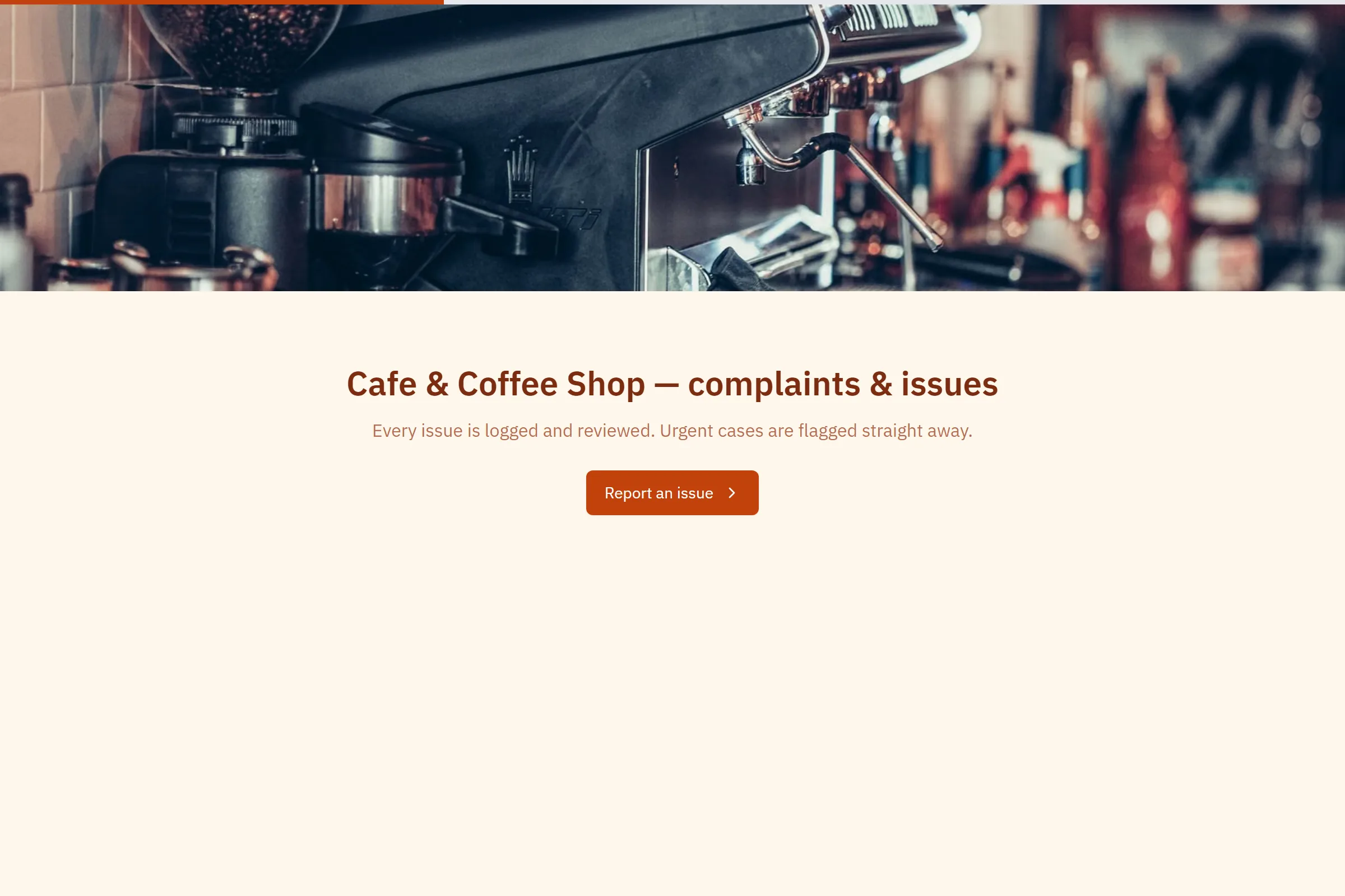 Cafe & Coffee Shop Complaint / Issue Form template preview