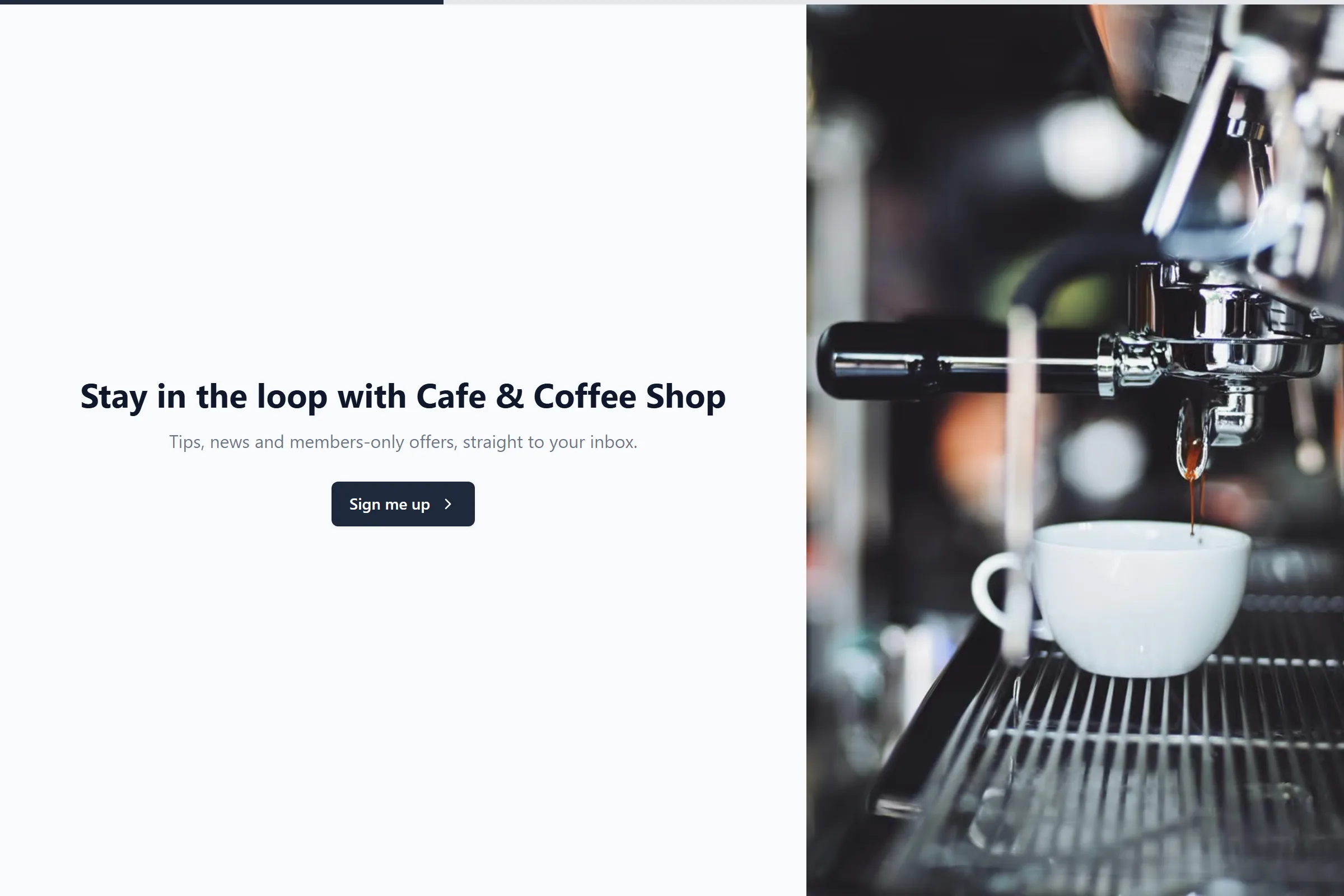 Cafe & Coffee Shop Newsletter & Updates Signup template preview