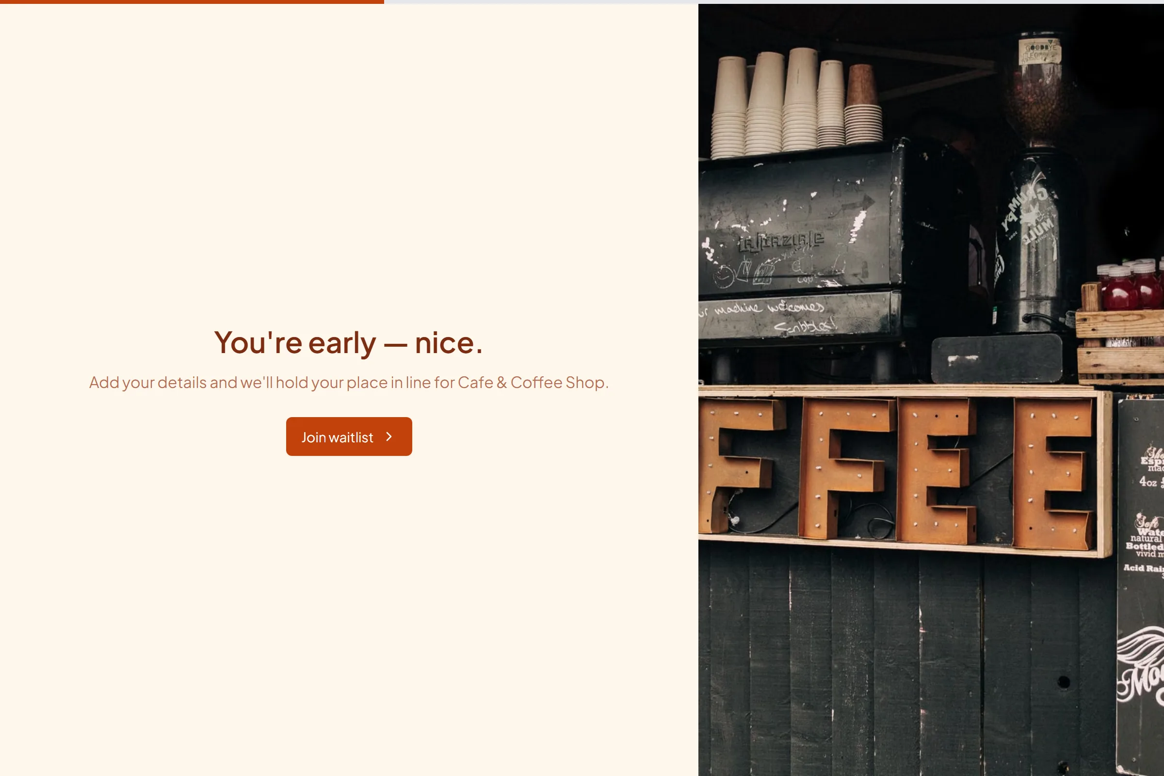 Cafe & Coffee Shop Waitlist template preview