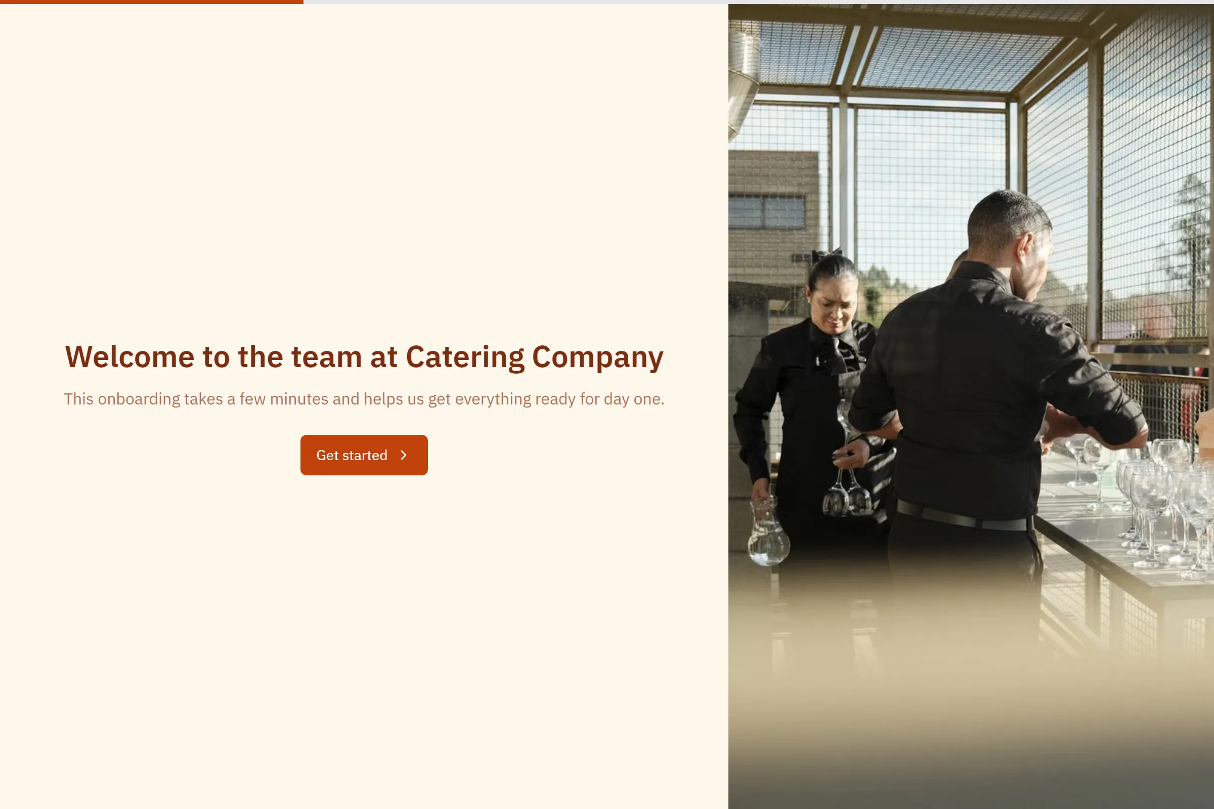 Catering Company New Starter Onboarding template preview