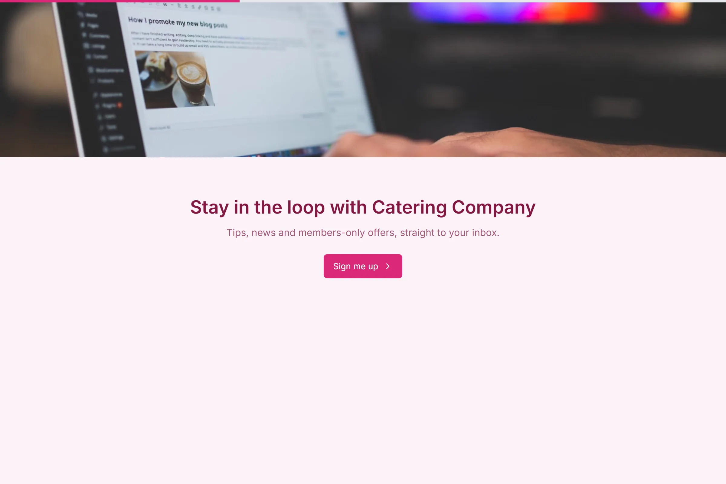 Catering Company Newsletter & Updates Signup template preview