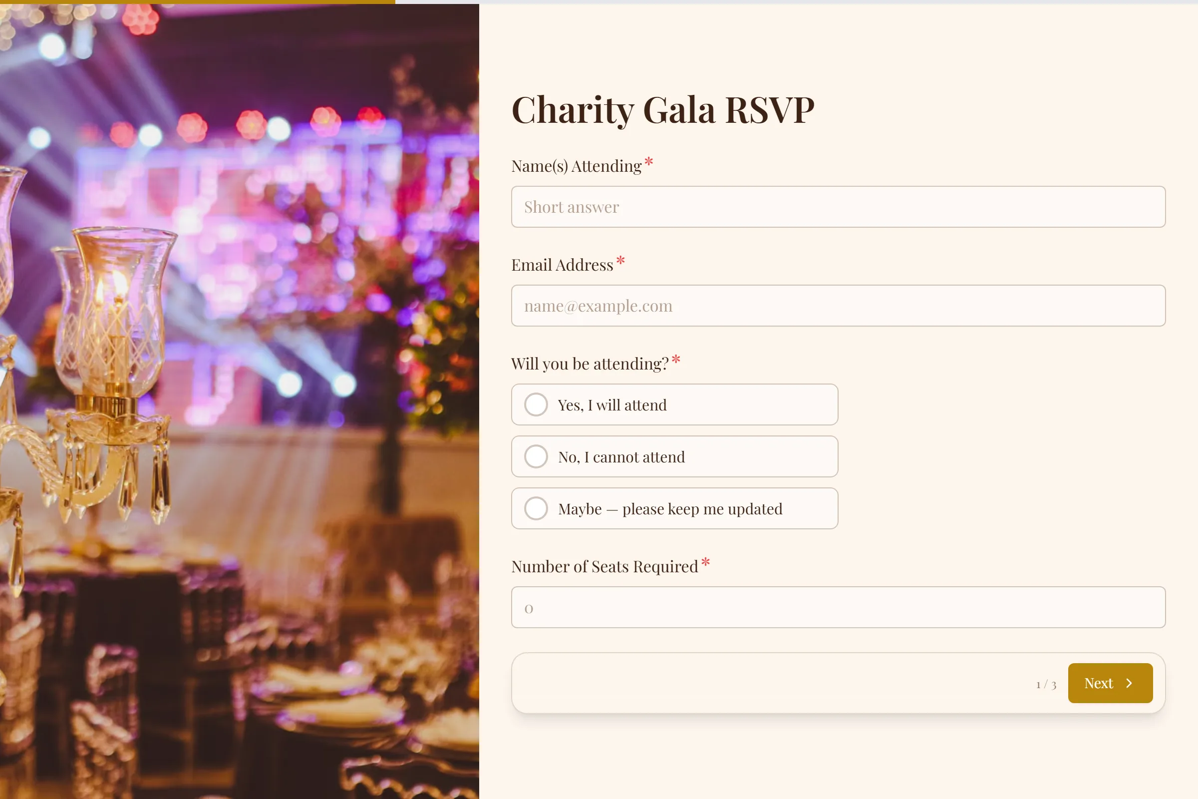 Charity Gala RSVP template preview