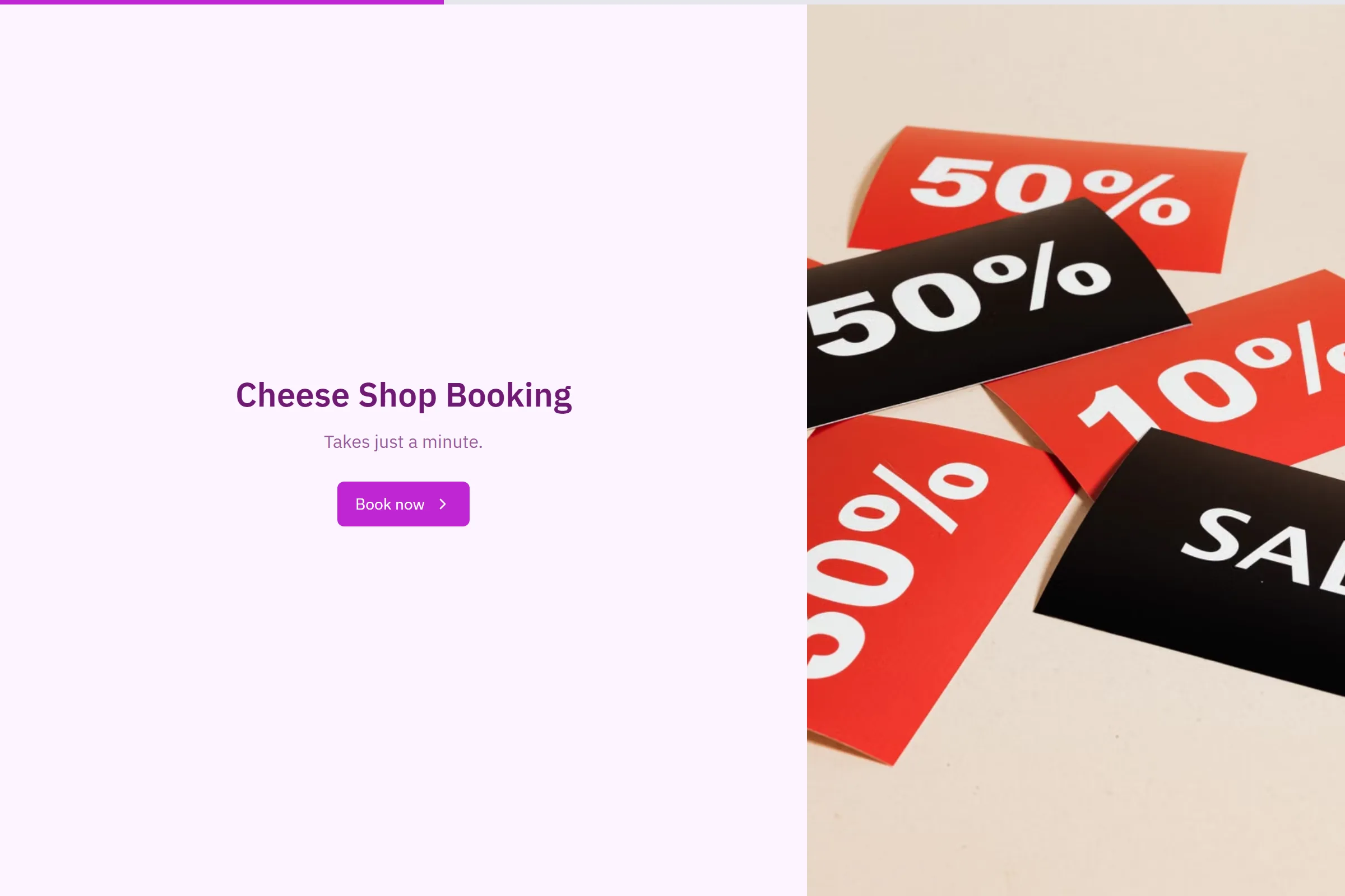 Cheese Shop Booking template preview