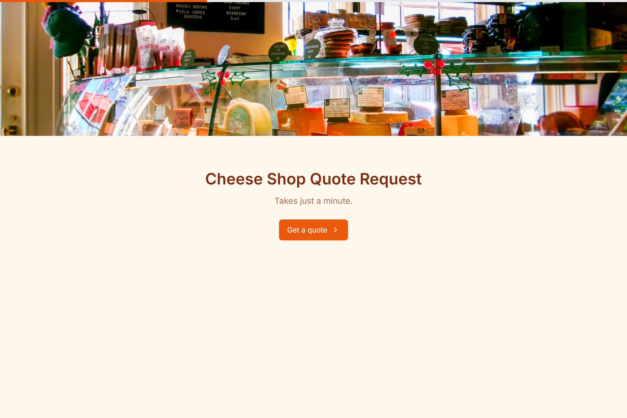Cheese Shop Quote Request template preview