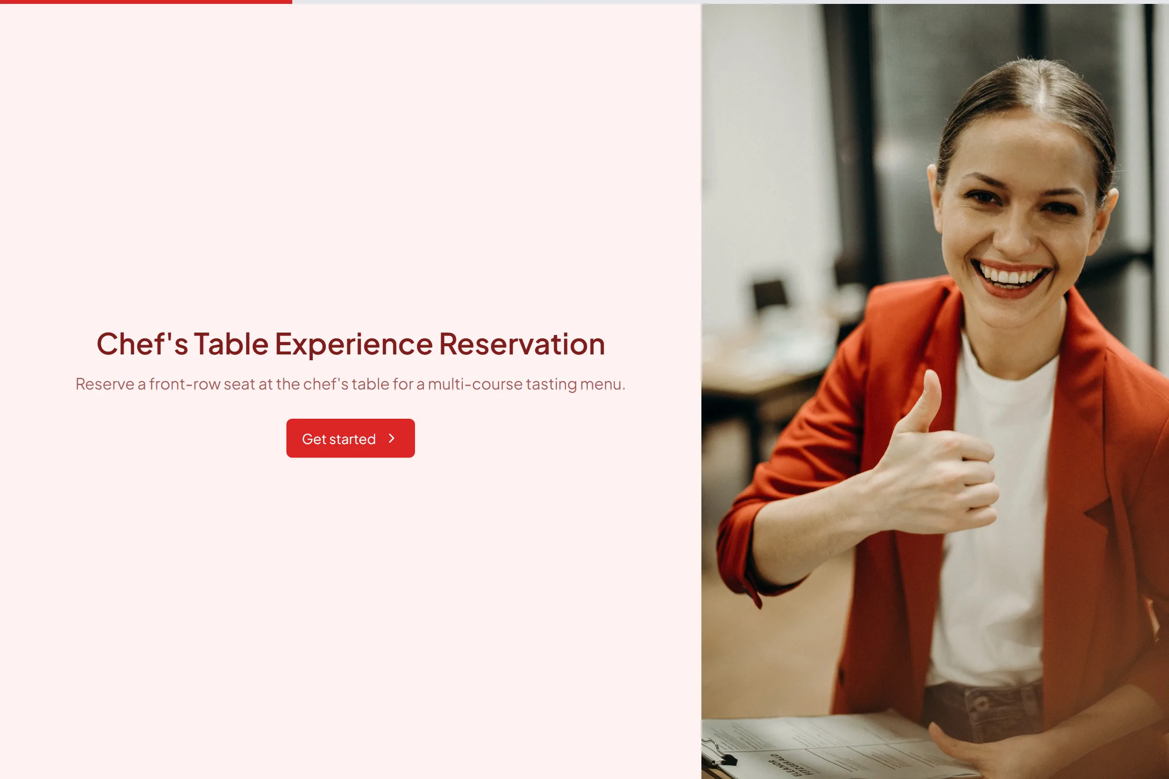 Chef's Table Experience Reservation template preview