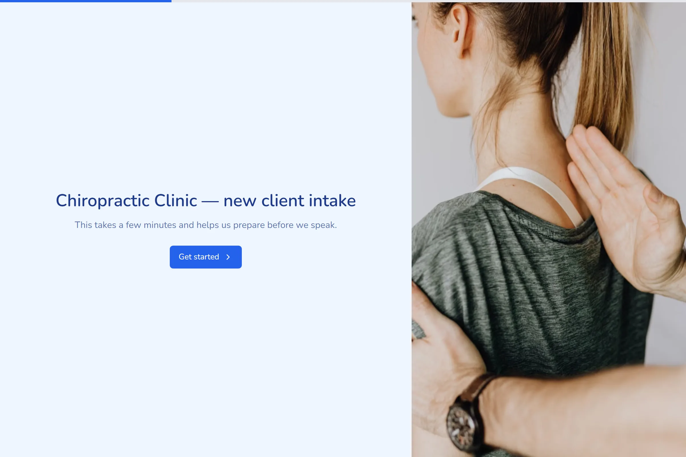 Chiropractic Clinic New Client Intake template preview