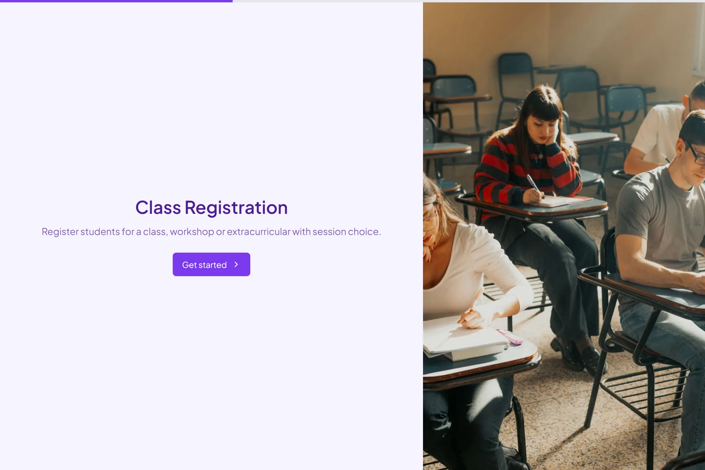 Class Registration template preview